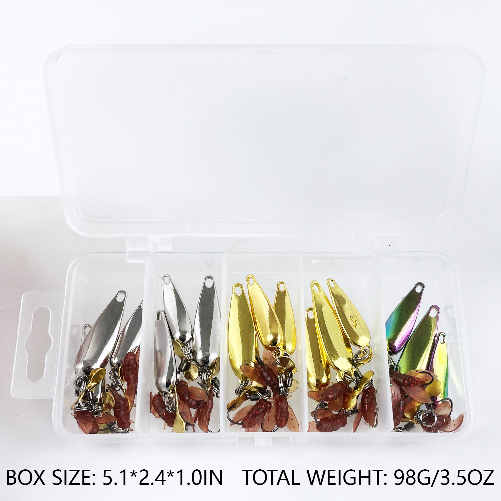 FREE FISHER Fishing Composite Spoon Baits,15pcs/Box Metal Bladed Spinnerbaits,Casting Rotation Spoons Soft Flies Spinner Lures