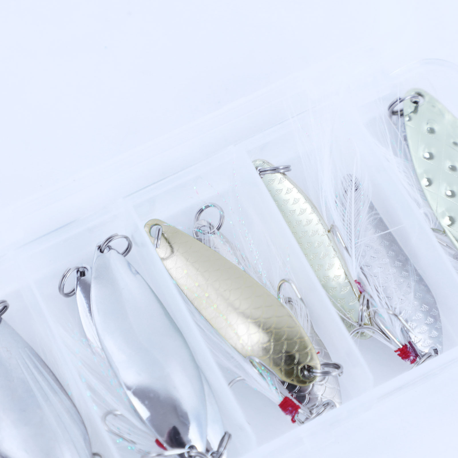 FREE FISHER Fishing Artificial VIB Lures,Spoons Metal Jigs Bait,5-20g MIxed Size Fish Lures with Treble Hook for Trout Pike Bass(Pack of 10)
