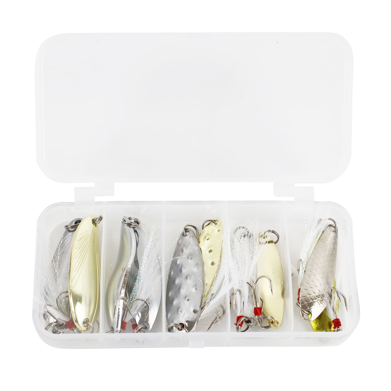 FREE FISHER Fishing Artificial VIB Lures,Spoons Metal Jigs Bait,5-20g MIxed Size Fish Lures with Treble Hook for Trout Pike Bass(Pack of 10)