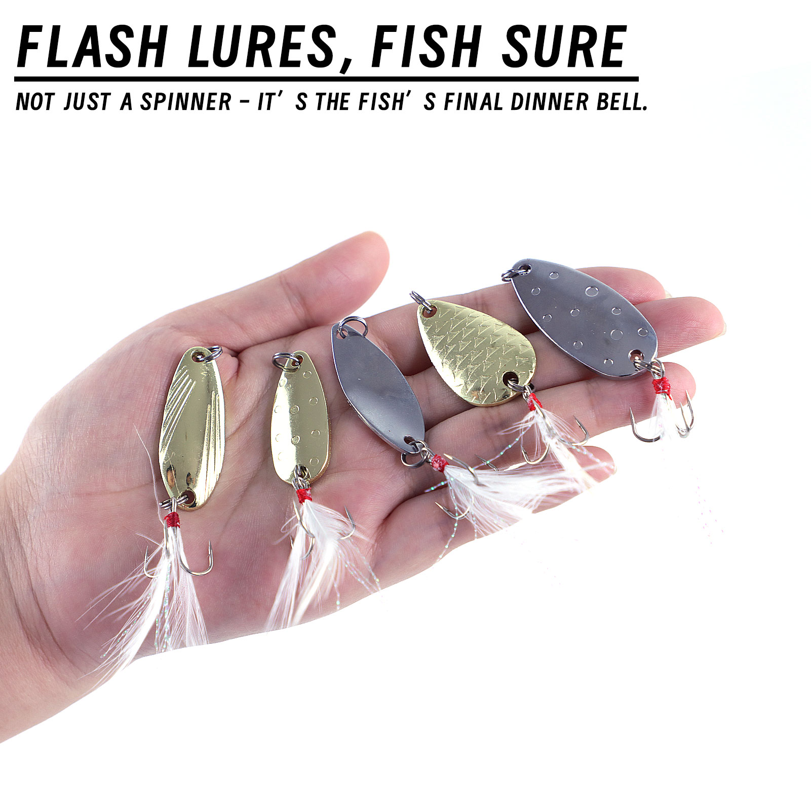 FREE FISHER Fishing Artificial VIB Lures,Spoons Metal Jigs Bait,5-20g MIxed Size Fish Lures with Treble Hook for Trout Pike Bass(Pack of 10)