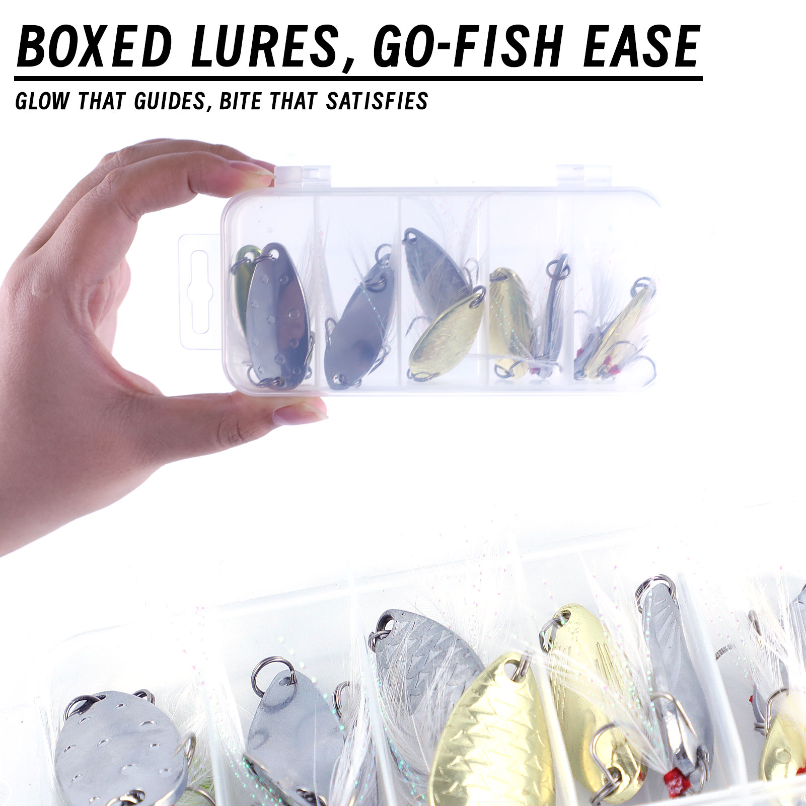 FREE FISHER Fishing Artificial VIB Lures,Spoons Metal Jigs Bait,5-20g MIxed Size Fish Lures with Treble Hook for Trout Pike Bass(Pack of 10)