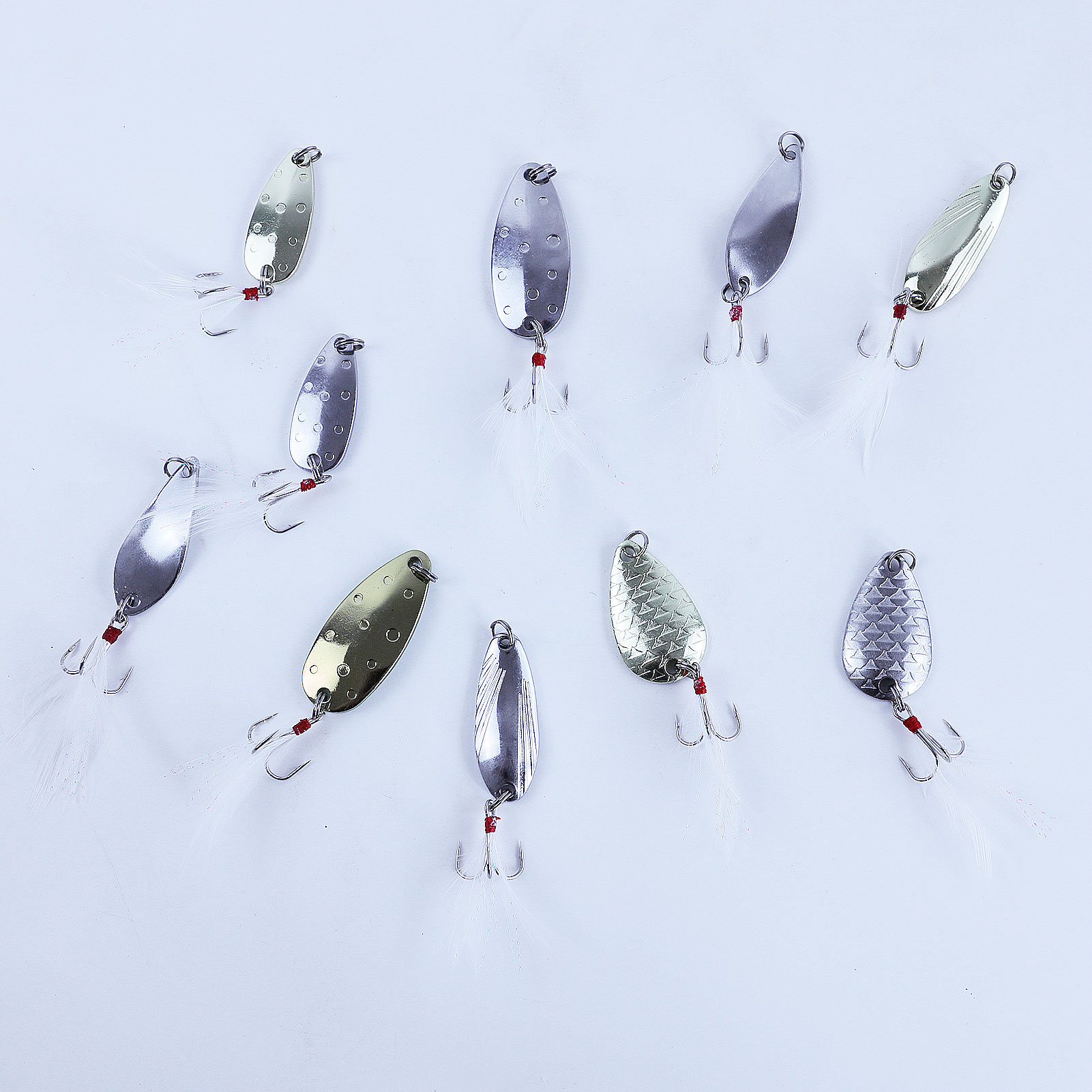 FREE FISHER Fishing Artificial VIB Lures,Spoons Metal Jigs Bait,5-20g MIxed Size Fish Lures with Treble Hook for Trout Pike Bass(Pack of 10)