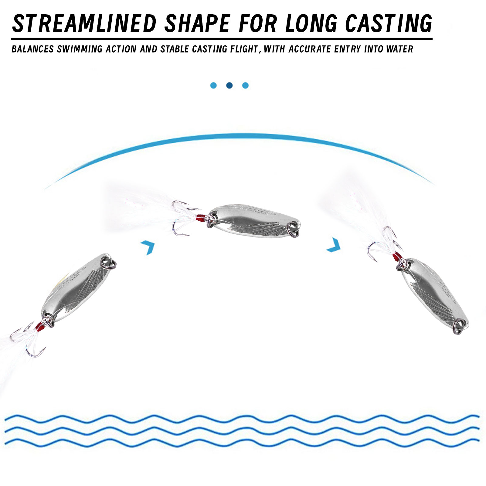 FREE FISHER Fishing Artificial VIB Lures,Spoons Metal Jigs Bait,5-20g MIxed Size Fish Lures with Treble Hook for Trout Pike Bass(Pack of 10)