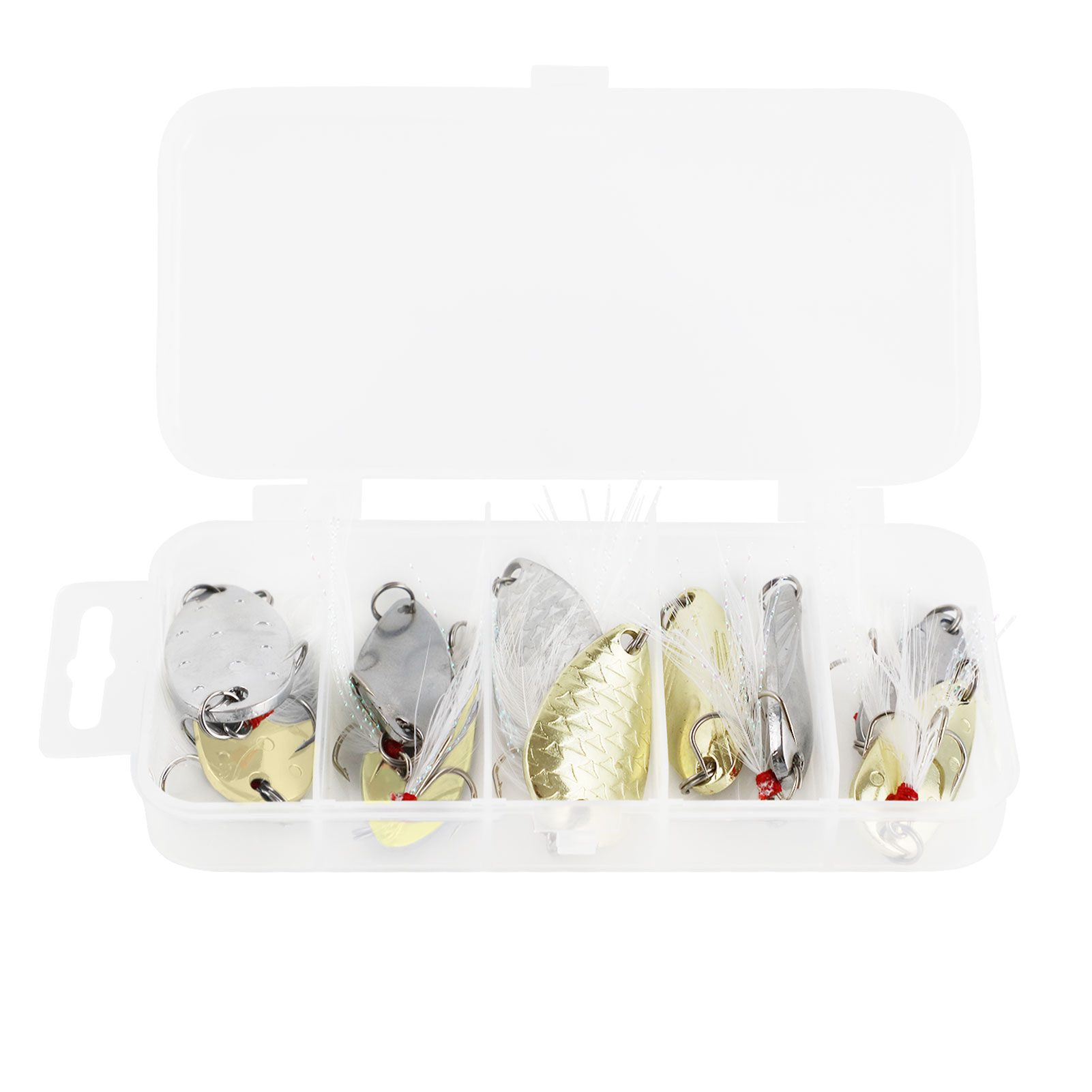 FREE FISHER Fishing Artificial VIB Lures,Spoons Metal Jigs Bait,5-20g MIxed Size Fish Lures with Treble Hook for Trout Pike Bass(Pack of 10)