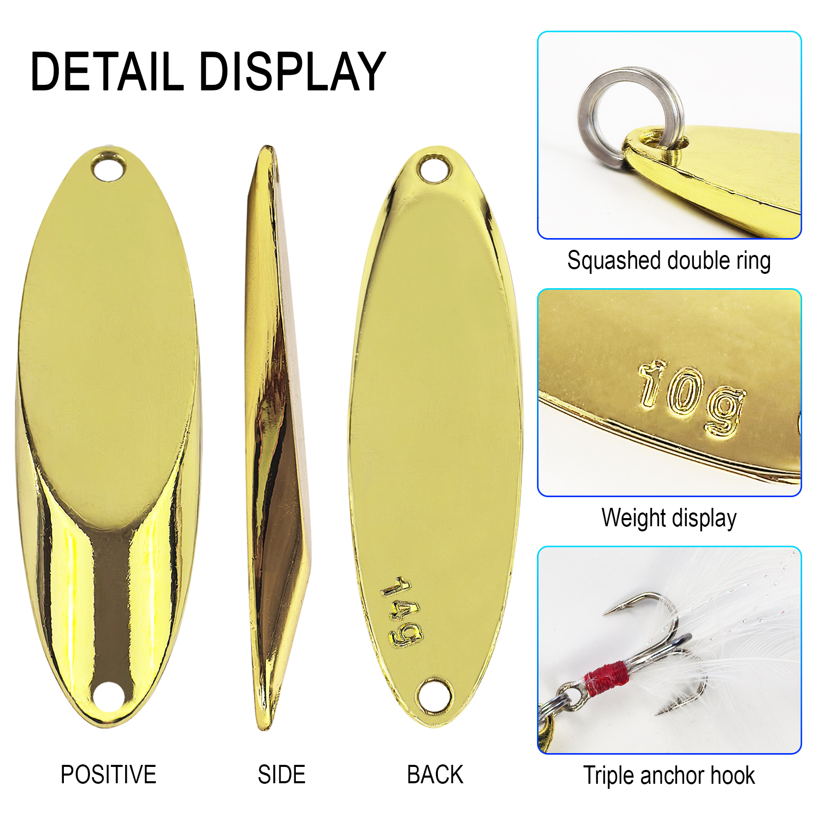FREE FISHER Trout Fishing Spoon Lures Kit,12pcs/Box Metal Sequins Artificial Bait,Casting Noise Paillette Spinner Lures Feather Hooks