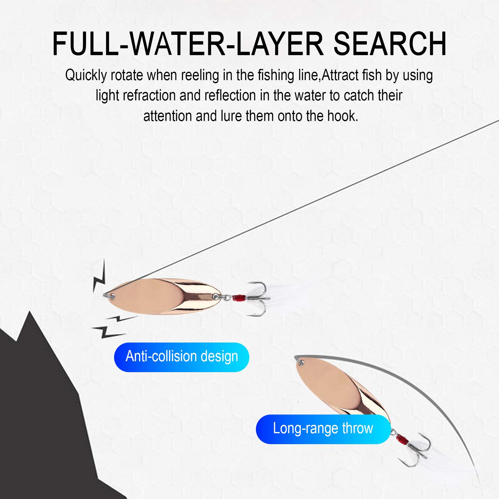 FREE FISHER Trout Fishing Spoon Lures Kit,12pcs/Box Metal Sequins Artificial Bait,Casting Noise Paillette Spinner Lures Feather Hooks