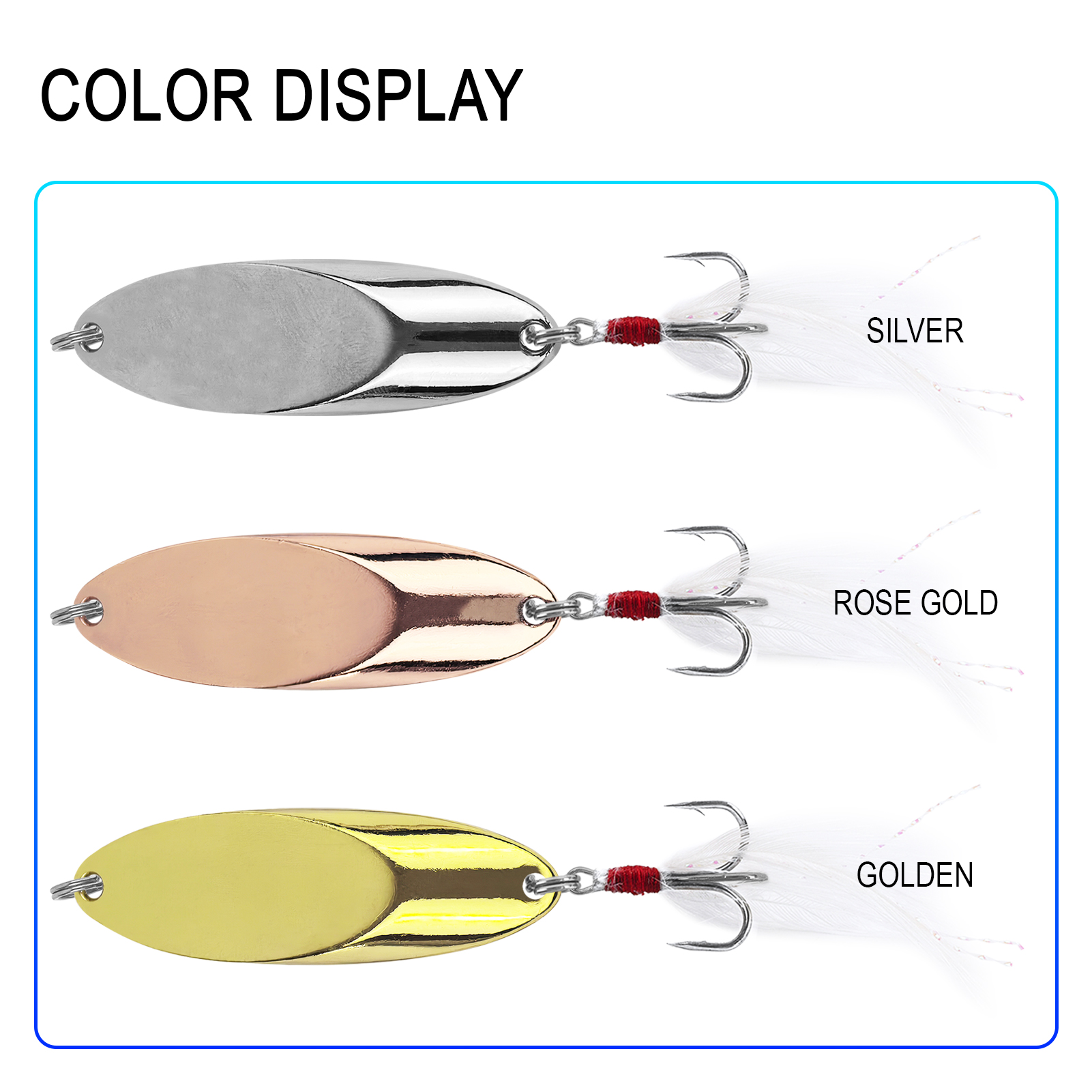 FREE FISHER Trout Fishing Spoon Lures Kit,12pcs/Box Metal Sequins Artificial Bait,Casting Noise Paillette Spinner Lures Feather Hooks