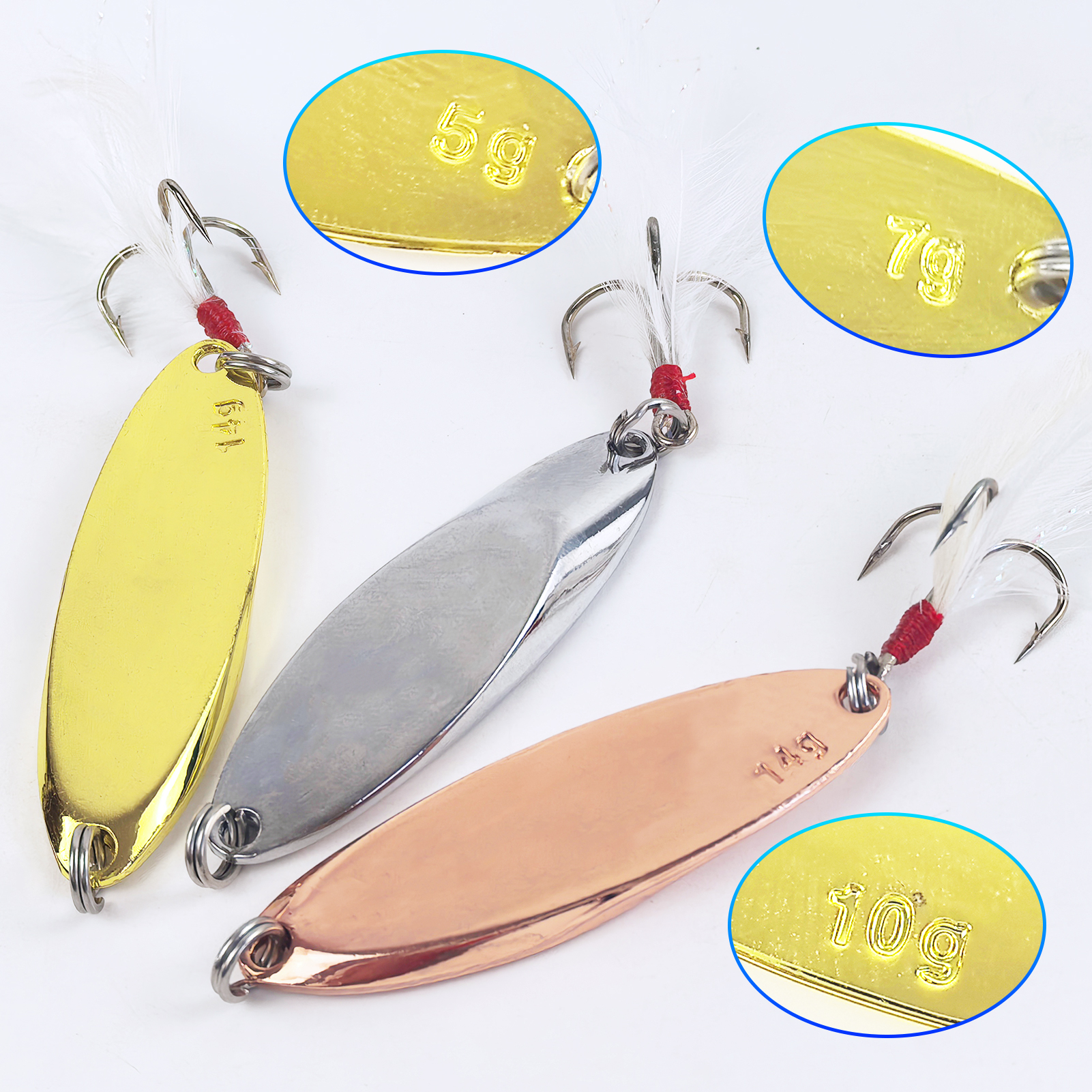 FREE FISHER Trout Fishing Spoon Lures Kit,12pcs/Box Metal Sequins Artificial Bait,Casting Noise Paillette Spinner Lures Feather Hooks