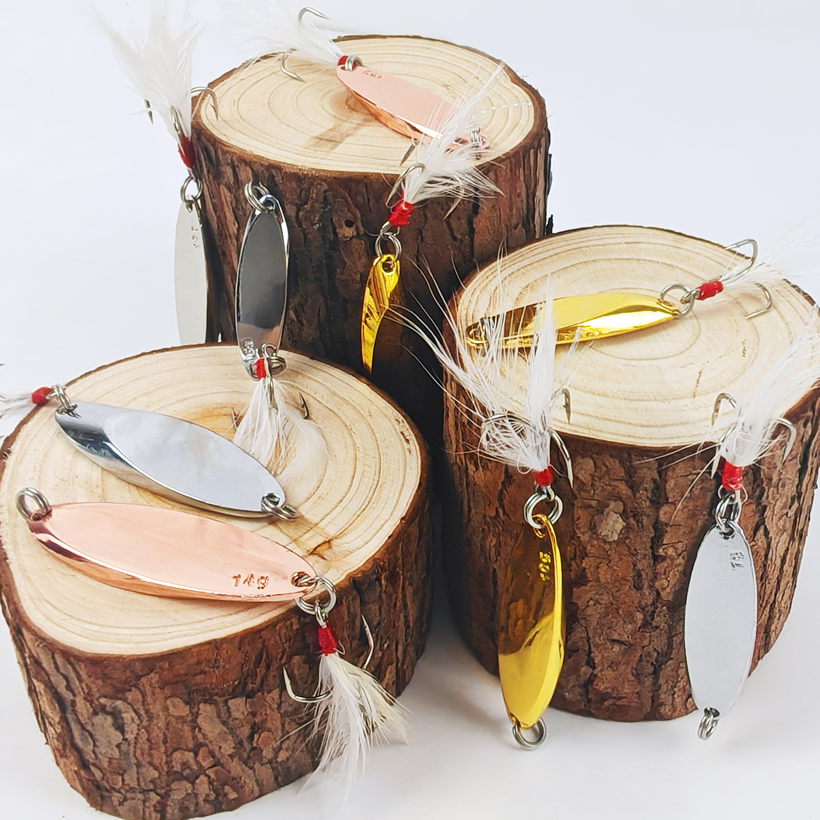 FREE FISHER Trout Fishing Spoon Lures Kit,12pcs/Box Metal Sequins Artificial Bait,Casting Noise Paillette Spinner Lures Feather Hooks