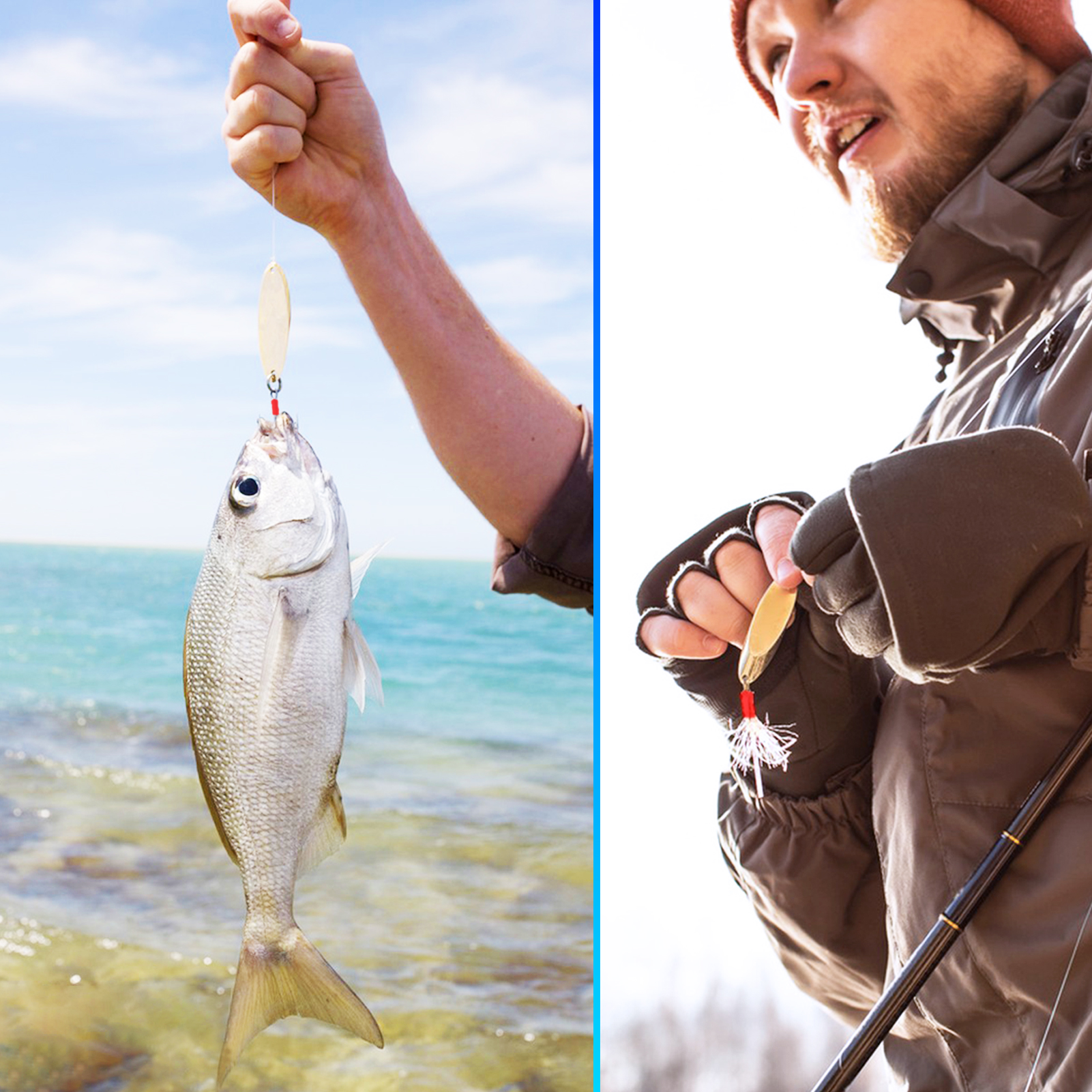 FREE FISHER Trout Fishing Spoon Lures Kit,12pcs/Box Metal Sequins Artificial Bait,Casting Noise Paillette Spinner Lures Feather Hooks