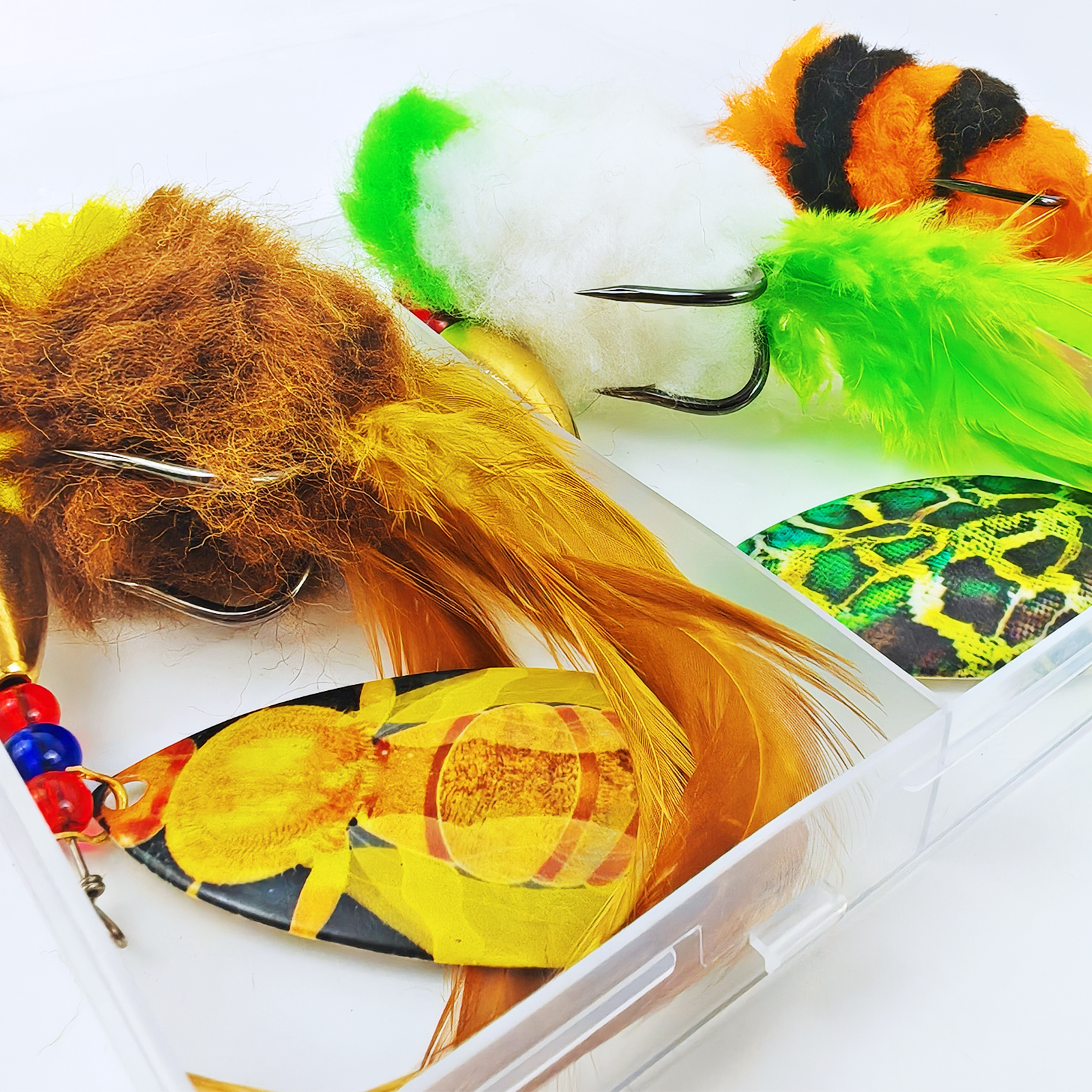 FREE FISHER 3pcs/Lot Rooster Tail Fishing Lures,37g 23cm Metal Spinnerbait Feather Hook,18cm 16.5g Spinner Spoon Lures for Bass Musky Pike,Fishing Tackle Box