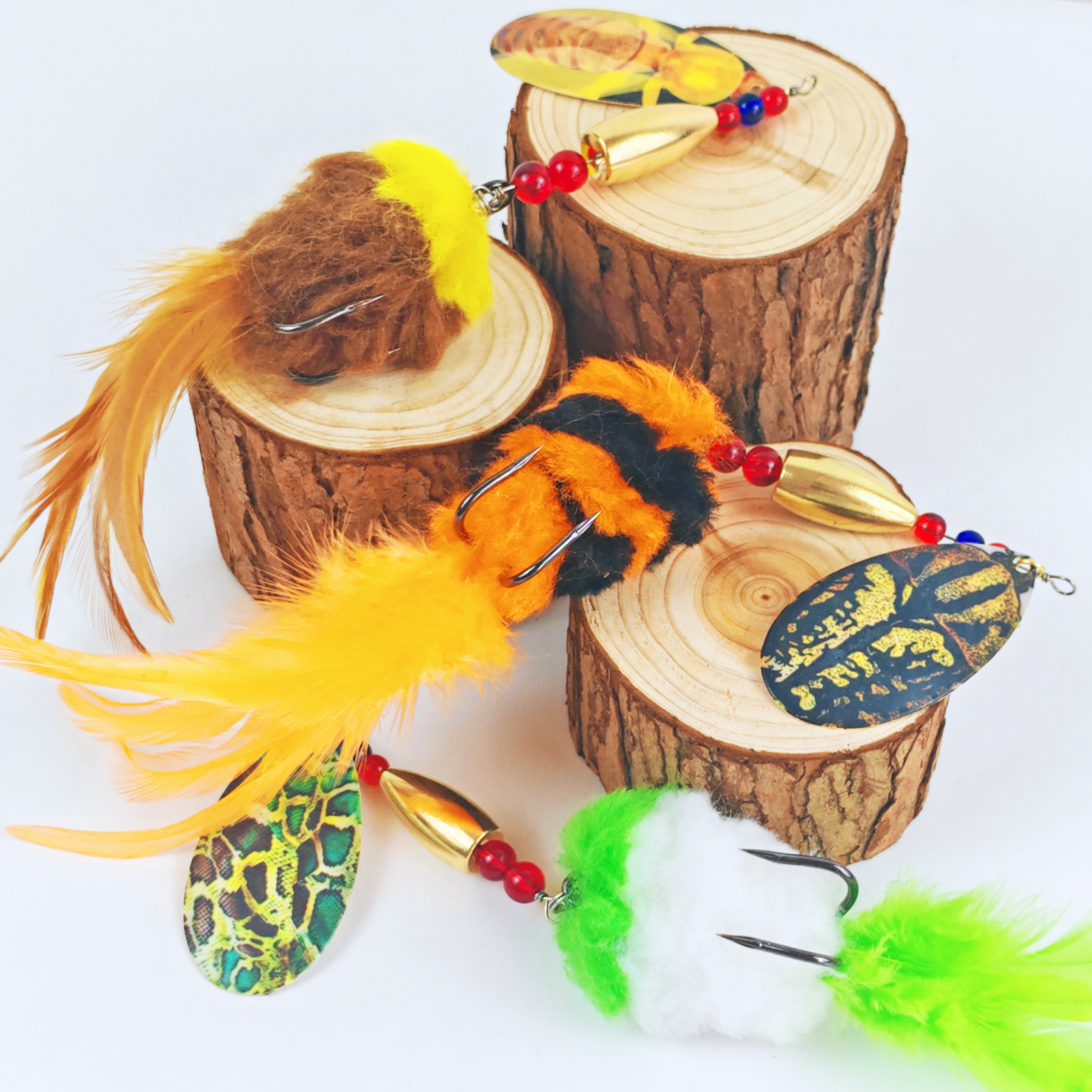 FREE FISHER 3pcs/Lot Rooster Tail Fishing Lures,37g 23cm Metal Spinnerbait Feather Hook,18cm 16.5g Spinner Spoon Lures for Bass Musky Pike,Fishing Tackle Box