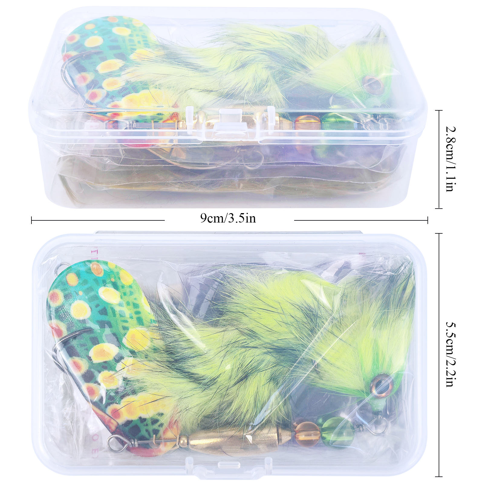 FREE FISHER 3pcs/Lot Rooster Tail Fishing Lures,37g 23cm Metal Spinnerbait Feather Hook,18cm 16.5g Spinner Spoon Lures for Bass Musky Pike,Fishing Tackle Box