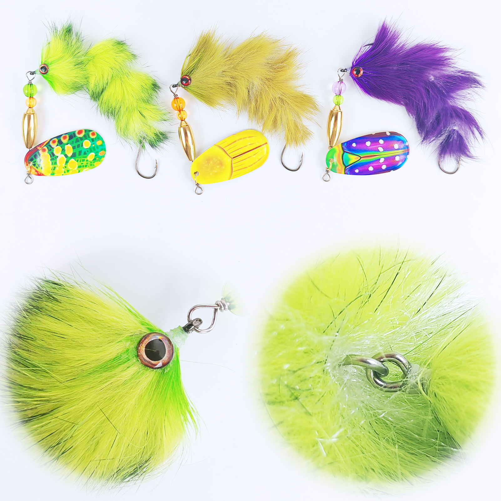 FREE FISHER 3pcs/Lot Rooster Tail Fishing Lures,37g 23cm Metal Spinnerbait Feather Hook,18cm 16.5g Spinner Spoon Lures for Bass Musky Pike,Fishing Tackle Box