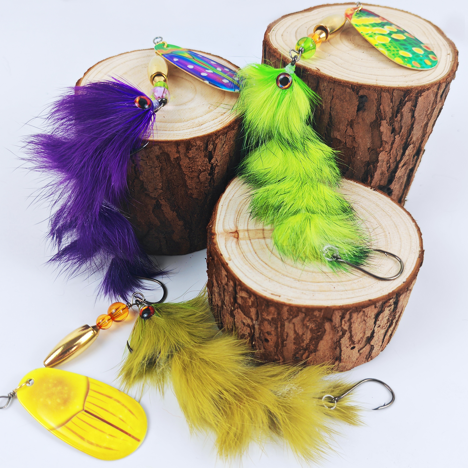 FREE FISHER 3pcs/Lot Rooster Tail Fishing Lures,37g 23cm Metal Spinnerbait Feather Hook,18cm 16.5g Spinner Spoon Lures for Bass Musky Pike,Fishing Tackle Box