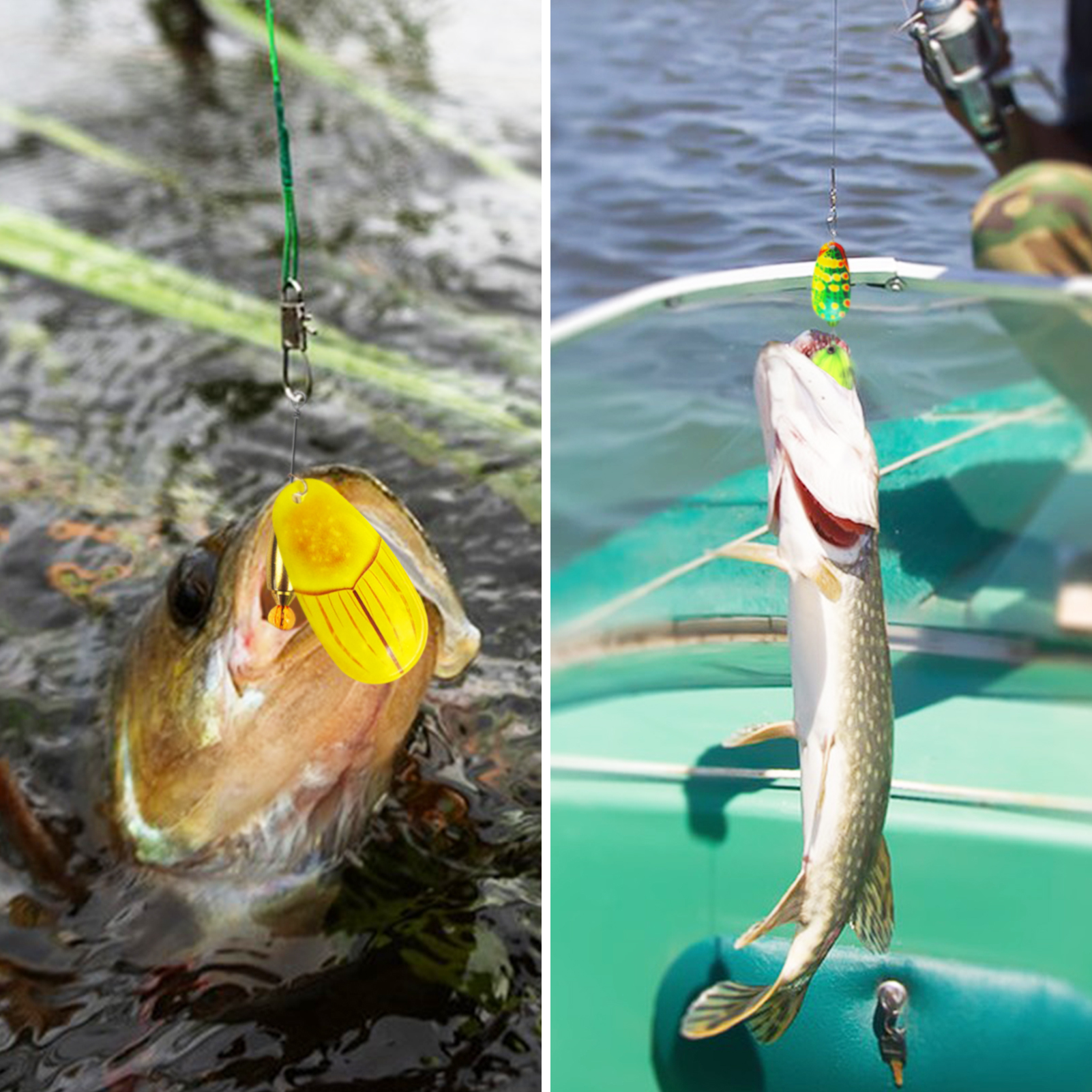 FREE FISHER 3pcs/Lot Rooster Tail Fishing Lures,37g 23cm Metal Spinnerbait Feather Hook,18cm 16.5g Spinner Spoon Lures for Bass Musky Pike,Fishing Tackle Box