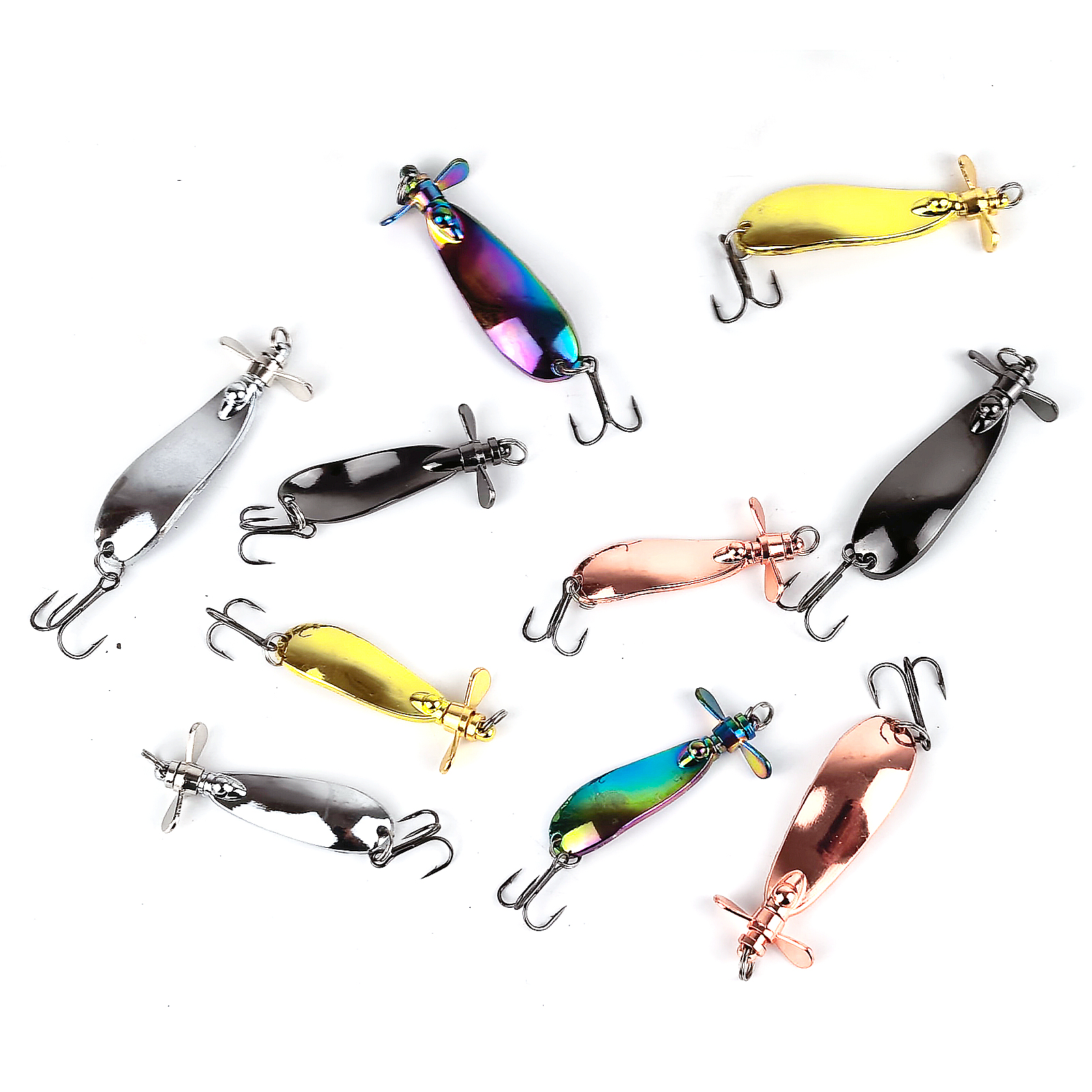 FREE FISHER 5pcs/Box Fishing Spoon Lures Kit,9g 4cm /15g 6cm Metal Blade Spinnerbaits,Zinc Alloy Propeller Noise Sinking Sequin Baits