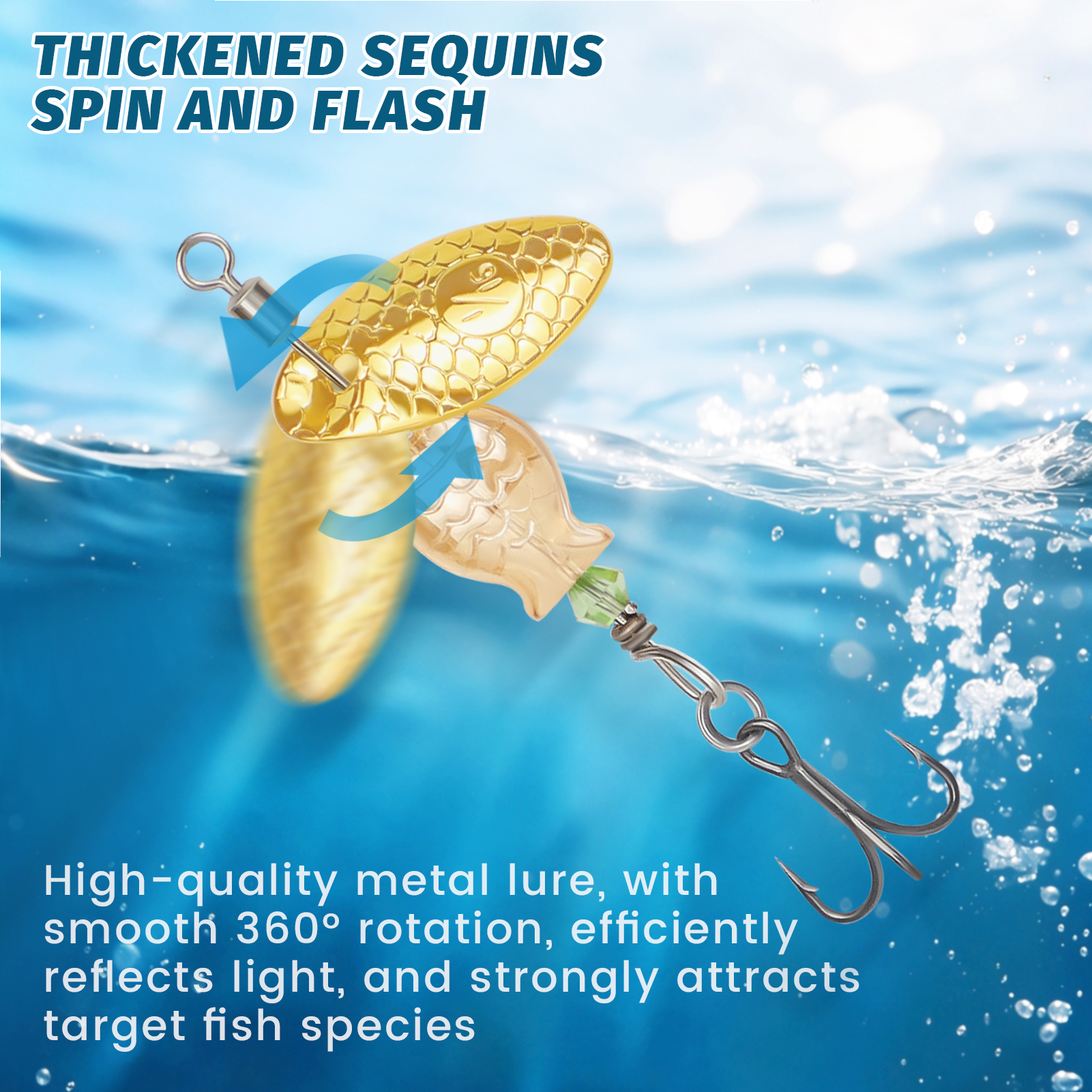 FREE FISHER 5pcs/Box Metal Blade Rotating Spinnerbaits,4cm 2.7g Fishing Spinner Lure,Bionic Fish Treble Hook Bait for Bass Trout
