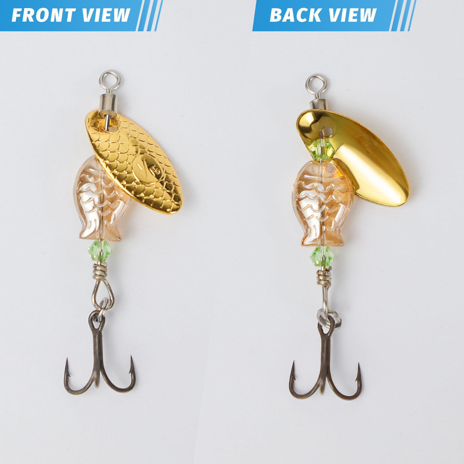 FREE FISHER 5pcs/Box Metal Blade Rotating Spinnerbaits,4cm 2.7g Fishing Spinner Lure,Bionic Fish Treble Hook Bait for Bass Trout