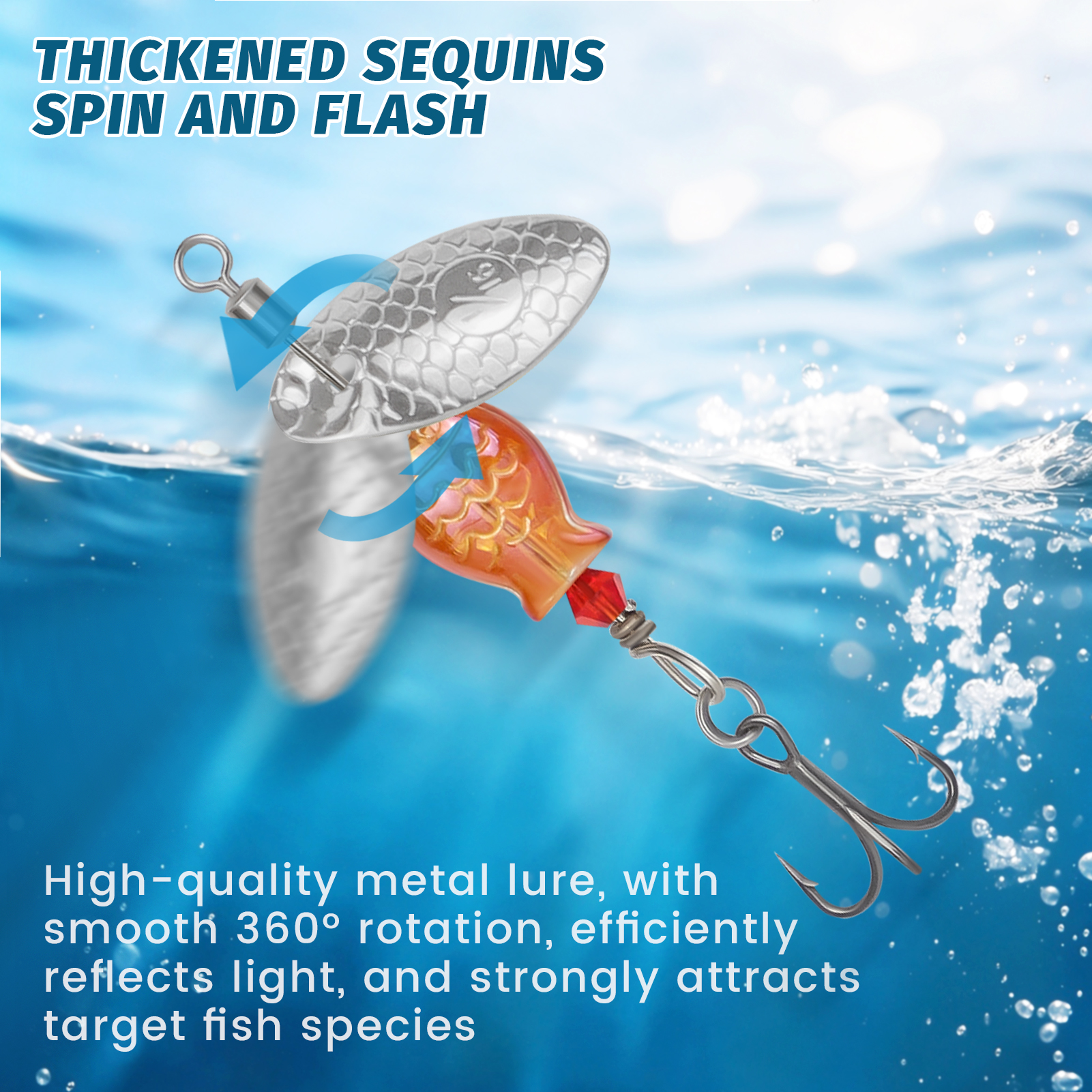 FREE FISHER 5pcs/Box Metal Blade Rotating Spinnerbaits,4cm 2.7g Fishing Spinner Lure,Bionic Fish Treble Hook Bait for Bass Trout