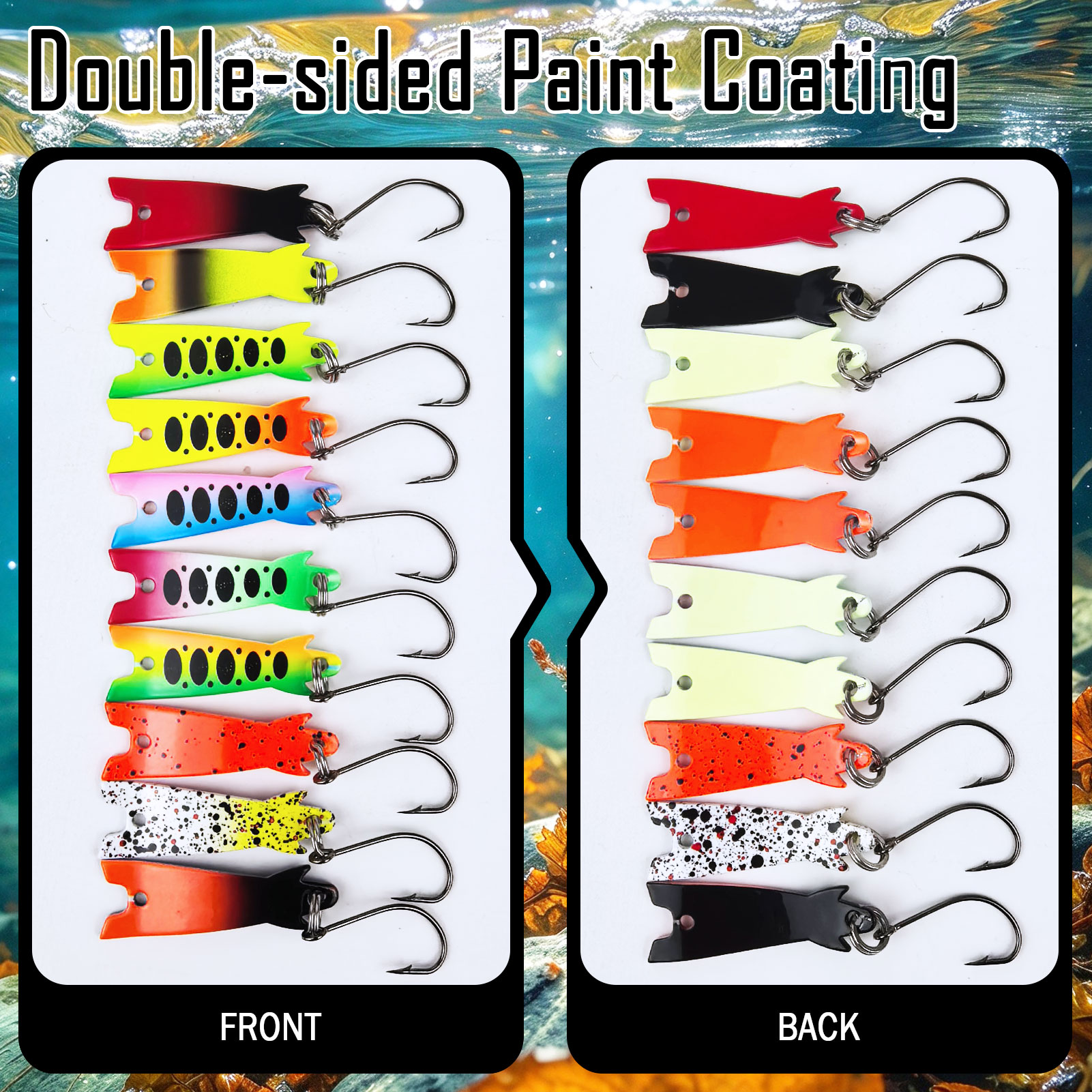FREE FISHER 10pcs/Box Metal Spoon Lures Kit,1.2g-2.6g Colorful Ice Fishing Jig Bait with Single Hook,Trout Bass Perch Swimbaits