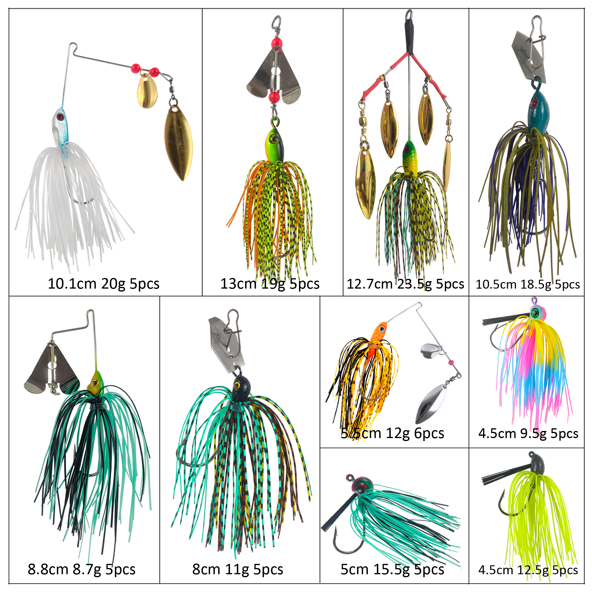 FREE FISHER Fishing Buzzbaits Kit,Metal Bladed Spinner Baits,Fishing Jig Lures with Rubber Skirts,Noise Spinnerbaits for Trout