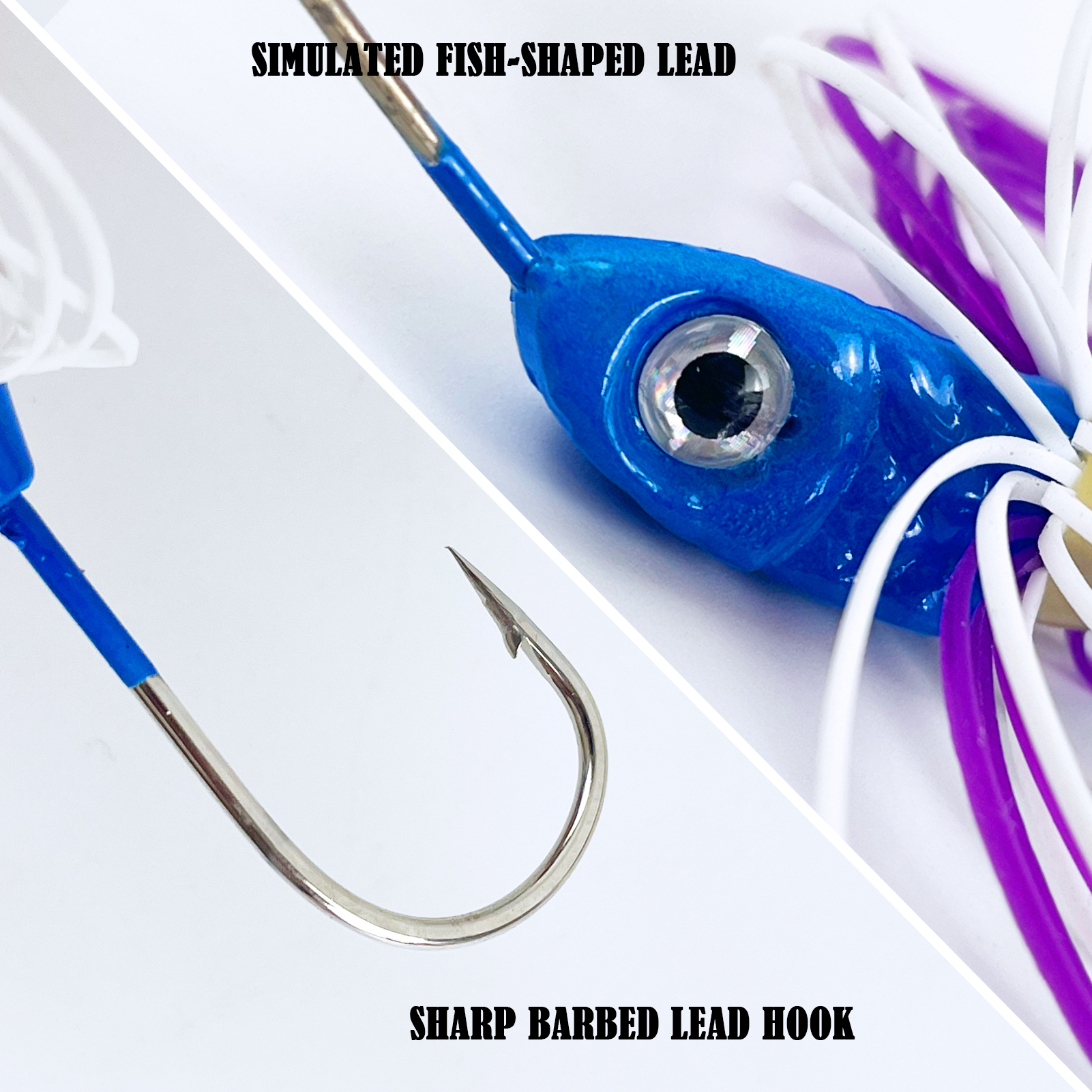 FREE FISHER Fishing Spinnerbaits with Rubber Skirts,5.5cm 12.5g Metal Glitter Sequins Lures,Jig Head Hooks,Simulation Buzzbaits