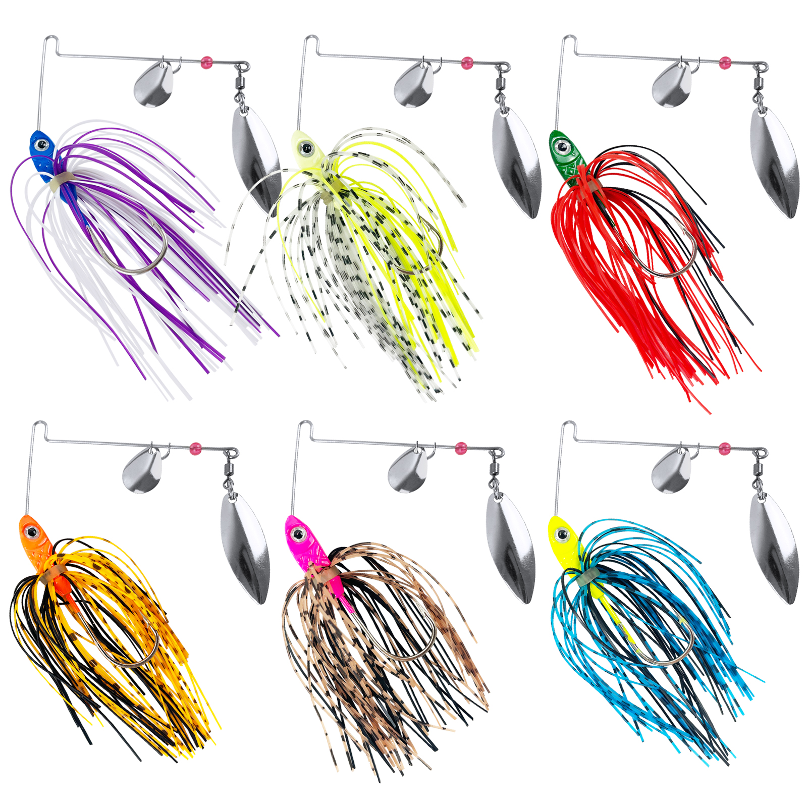 FREE FISHER Fishing Spinnerbaits with Rubber Skirts,5.5cm 12.5g Metal Glitter Sequins Lures,Jig Head Hooks,Simulation Buzzbaits