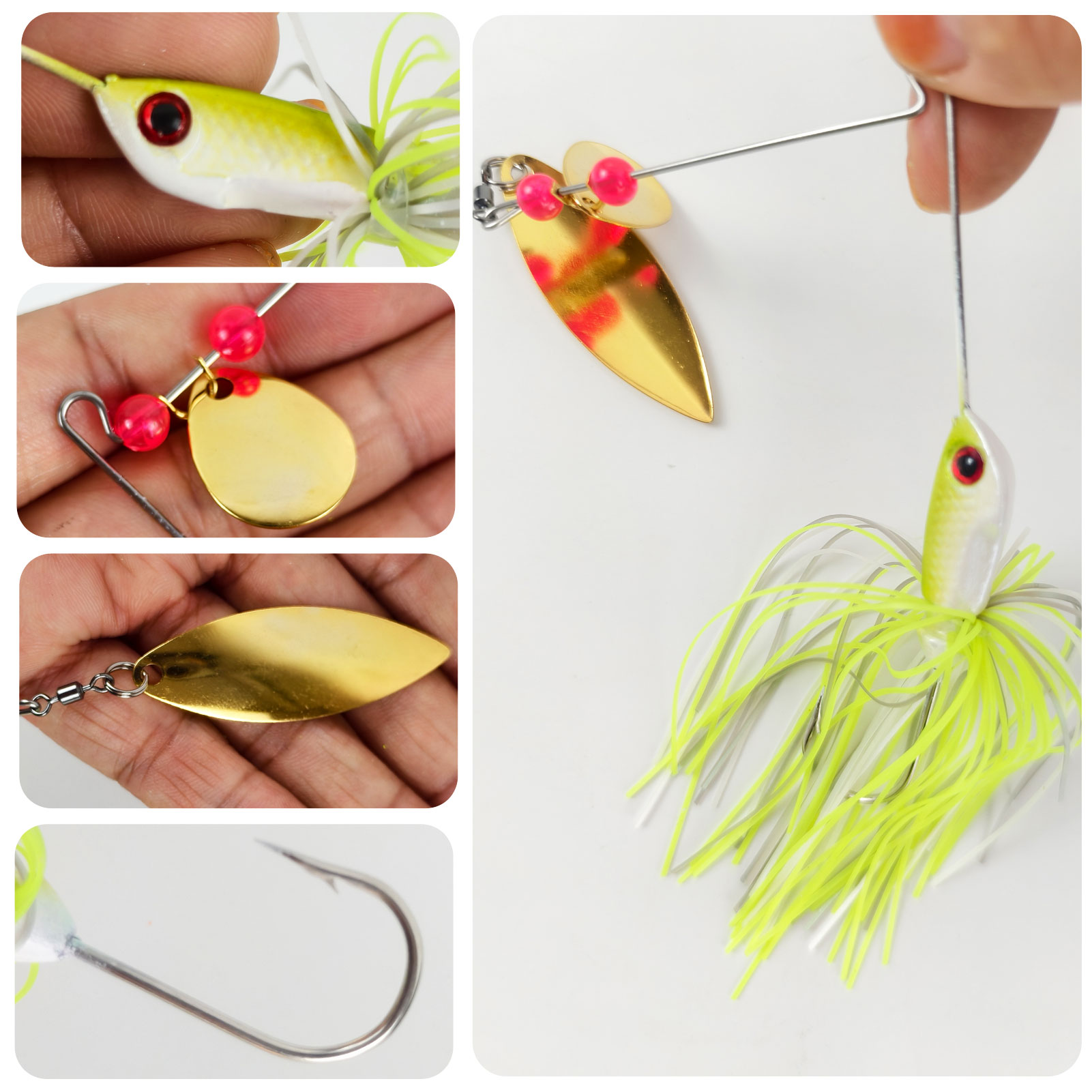 FREE FISHER 5pcs/Lot Fishing Spinnerbaits,Rubber Skirts,Metal Sequins Jig Head Hooks,10cm 20g Simulation Buzzbaits Fishing Lure