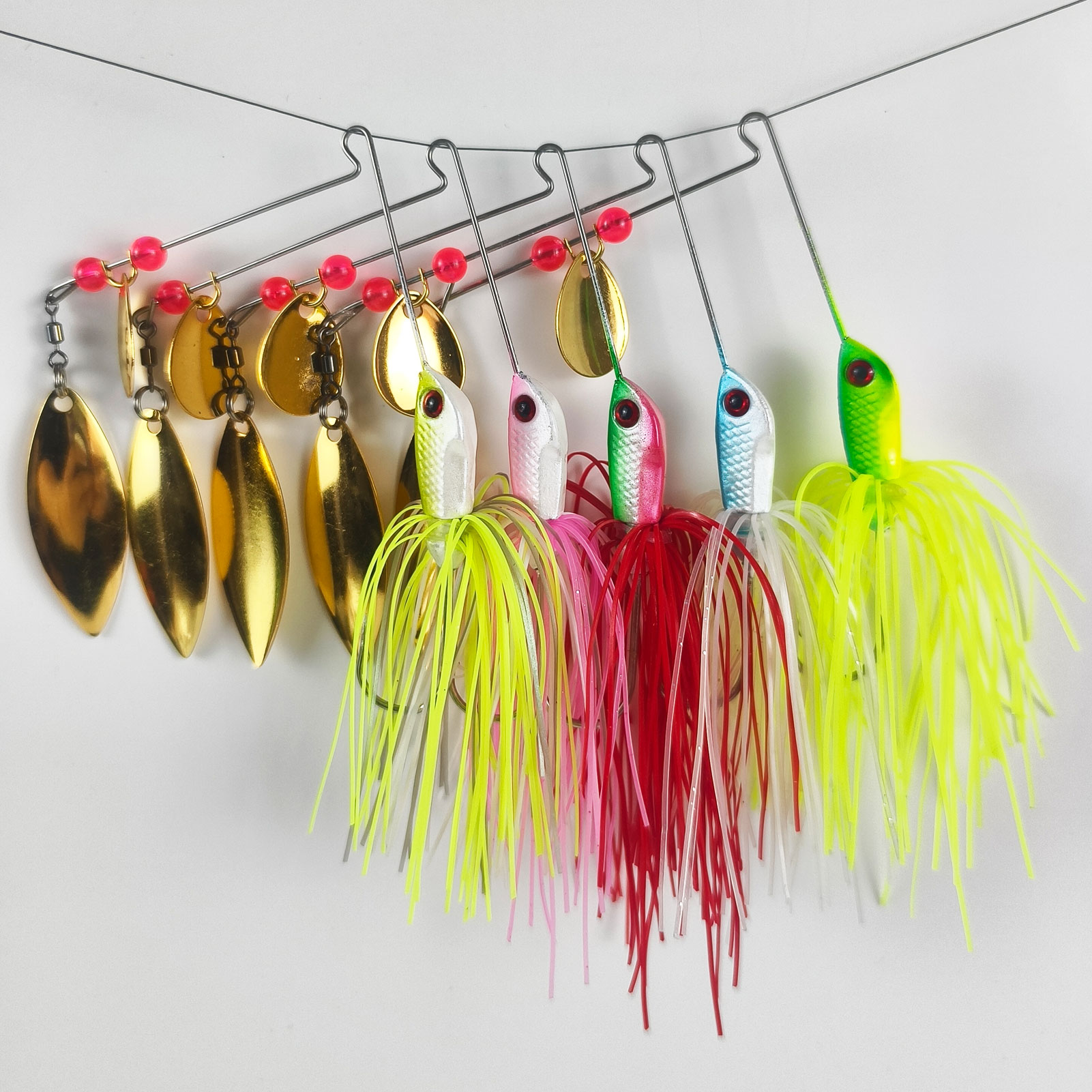 FREE FISHER 5pcs/Lot Fishing Spinnerbaits,Rubber Skirts,Metal Sequins Jig Head Hooks,10cm 20g Simulation Buzzbaits Fishing Lure