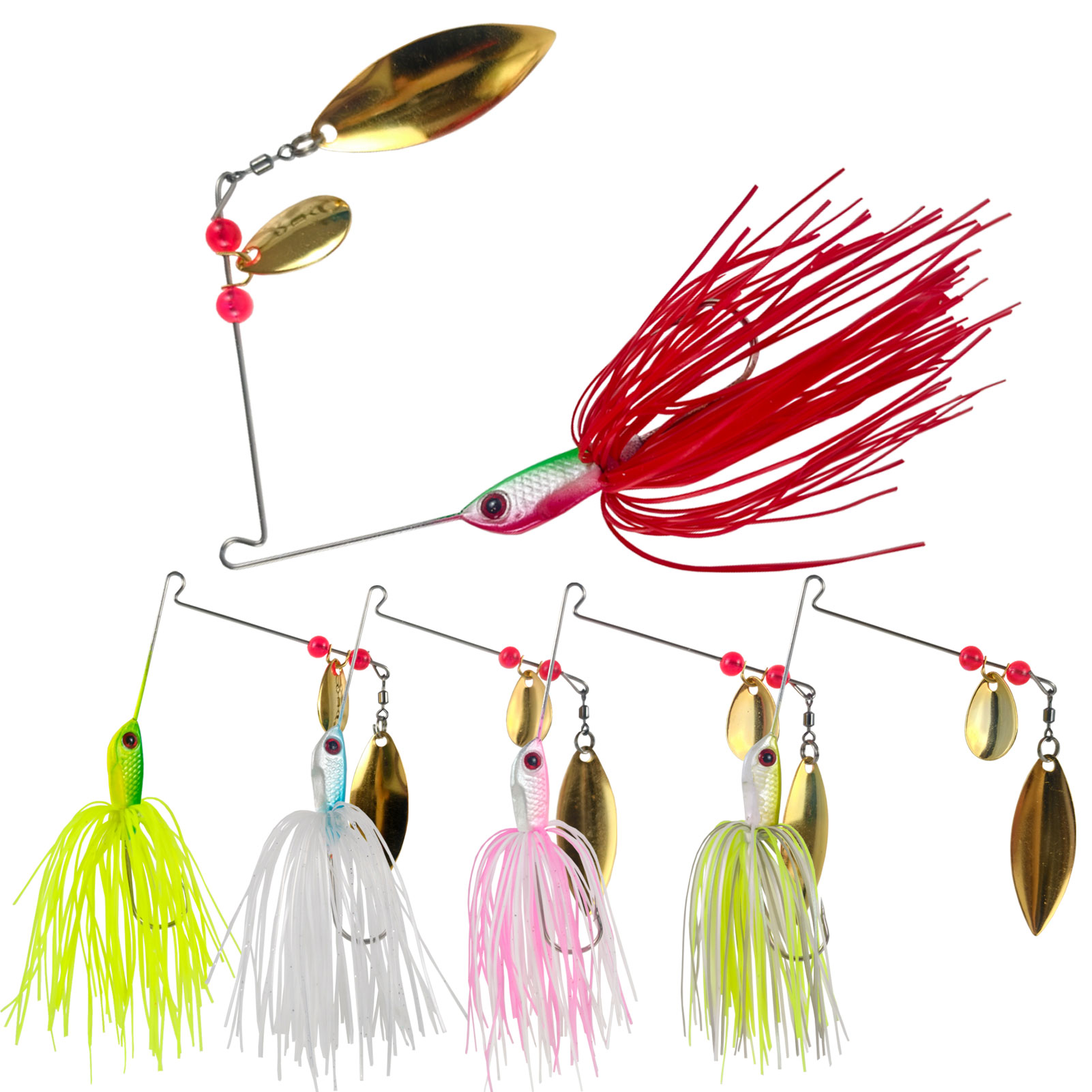 FREE FISHER 5pcs/Lot Fishinig Spinnerbaits,Rubber Skirts,Metal Sequins Jig Head Hooks,10cm 20g Simulation Buzzbaits Fishing Lure