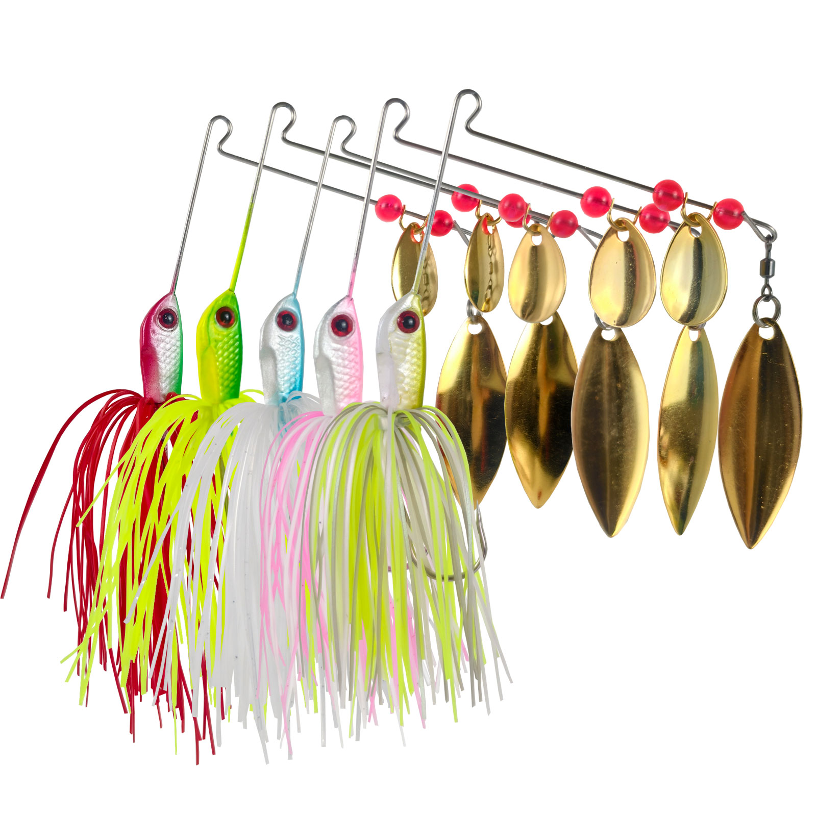 FREE FISHER 5pcs/Lot Fishing Spinnerbaits,Rubber Skirts,Metal Sequins Jig Head Hooks,10cm 20g Simulation Buzzbaits Fishing Lure