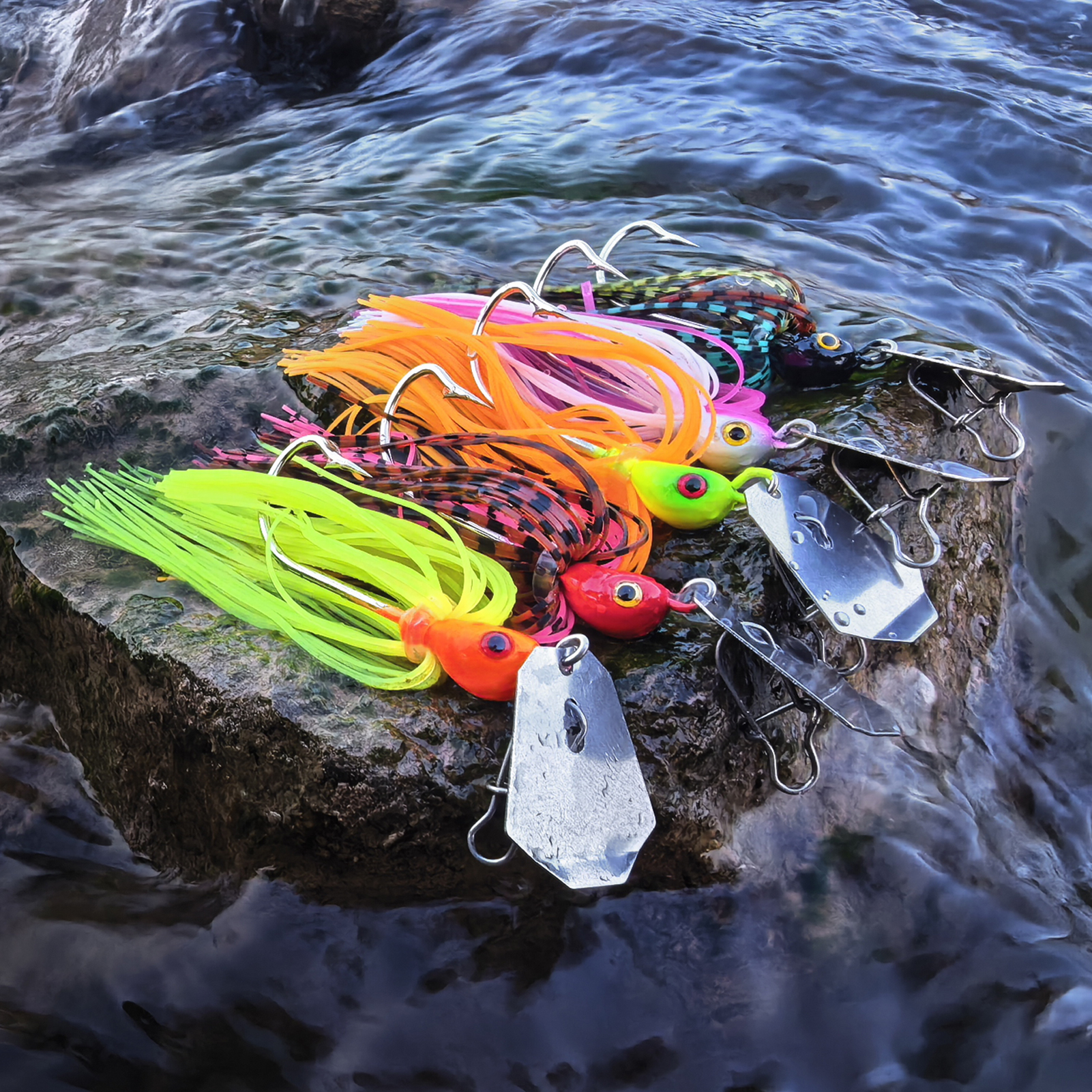 FREE FISHER Fishing Buzzbaits,Crankhook Bladed Spinnerbaits,Jig Head Hook with Rubber Skirts,Chatterbaits Lures for Bass/Pike(Pack of 5)