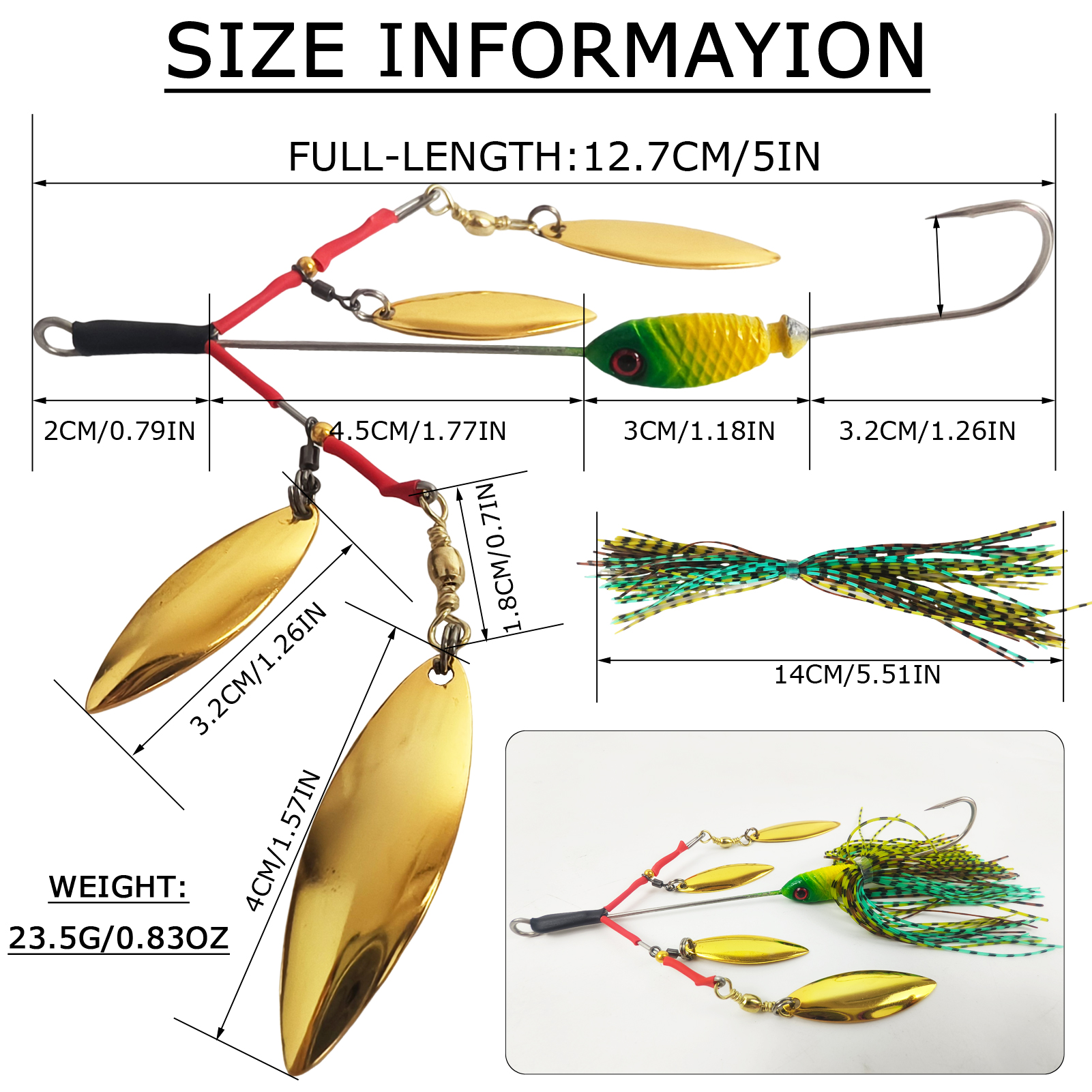 FREE FISHER Fishing Buzzbaits Kit,Metal Bladed Spinner Baits,Fishing Jig Lures with Rubber Skirts,Noise Spinnerbaits for Trout