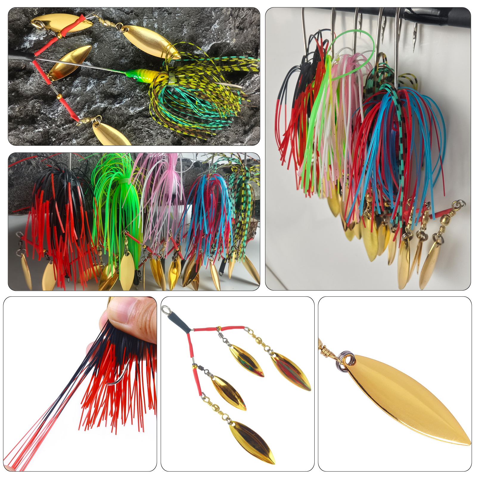 FREE FISHER Fishing Buzzbaits Kit,Metal Bladed Spinner Baits,Fishing Jig Lures with Rubber Skirts,Noise Spinnerbaits for Trout