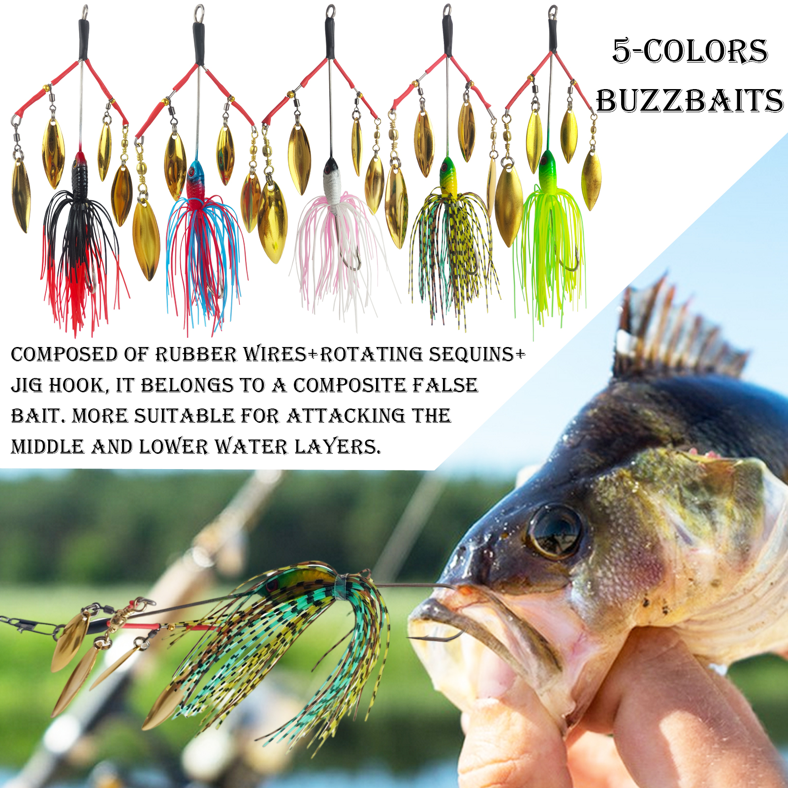 FREE FISHER  66pcs/Lot Noisy Buzz Rotating Blade Kit,Spinner Lure,DIY Rig Baits Attractor Assorted  Spinnerbaits,VIB Spin Willow Sequins