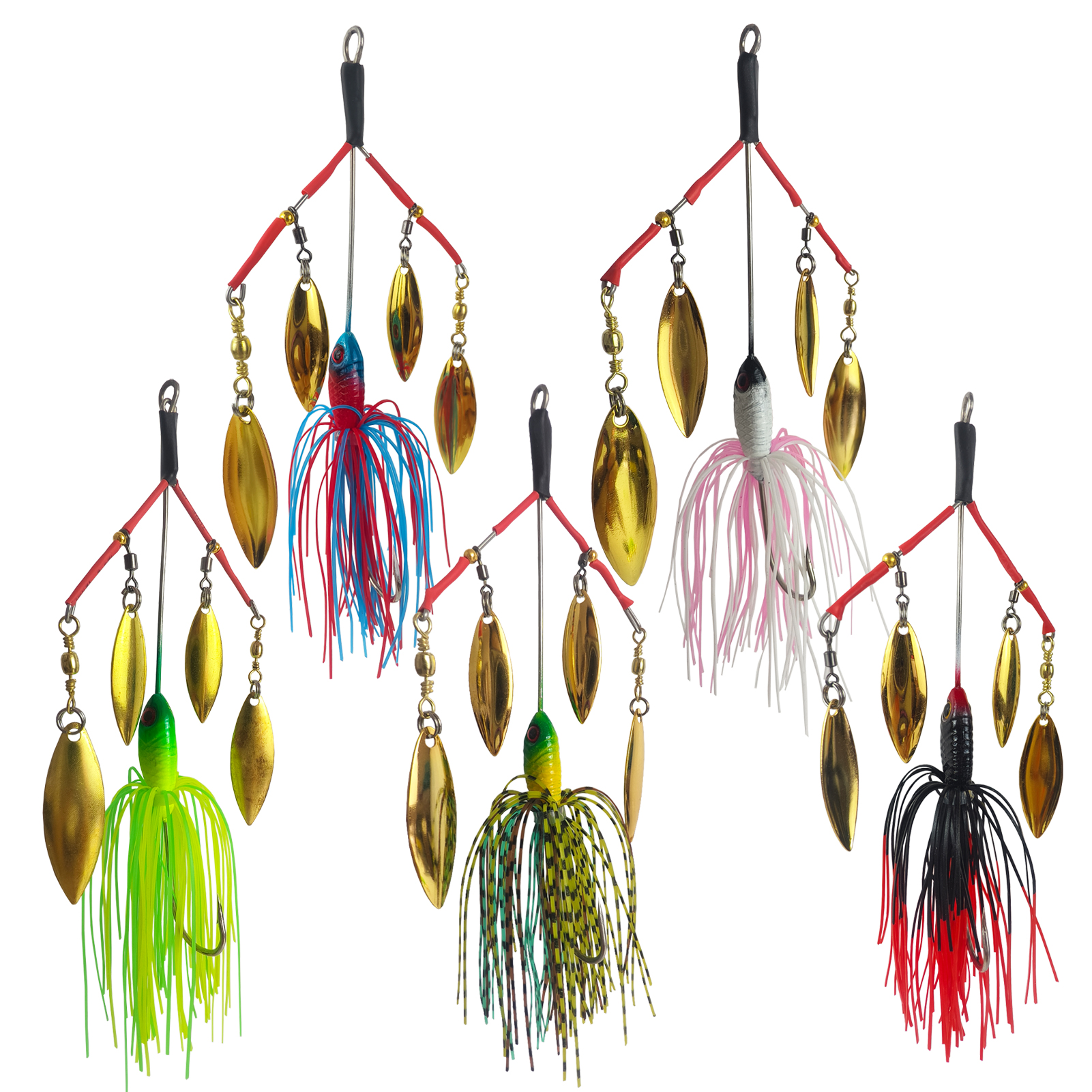 FREE FISHER 5pcs Fishing Buzzbaits,5" 0.83oz Multirota Spinners Spoon Bait,Composite Rotating Sequins Artificial Vibration Lures