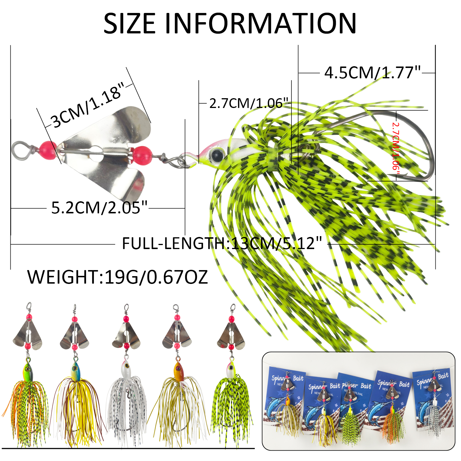 FREE FISHER Fishing Buzzbaits Kit,Metal Bladed Spinner Baits,Fishing Jig Lures with Rubber Skirts,Noise Spinnerbaits for Trout