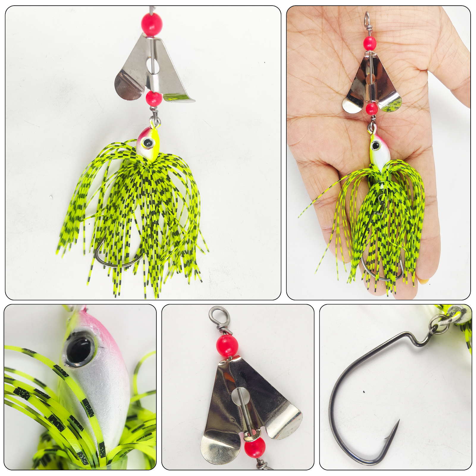 FREE FISHER Fishing Spinner Baits,5pcs/Lot 13cm 19g(5.12in 0.67oz)Metal Blade Buzzbaits,Trout Fishing Spinnerbaits,Chatterbaits Swim Jig Lures