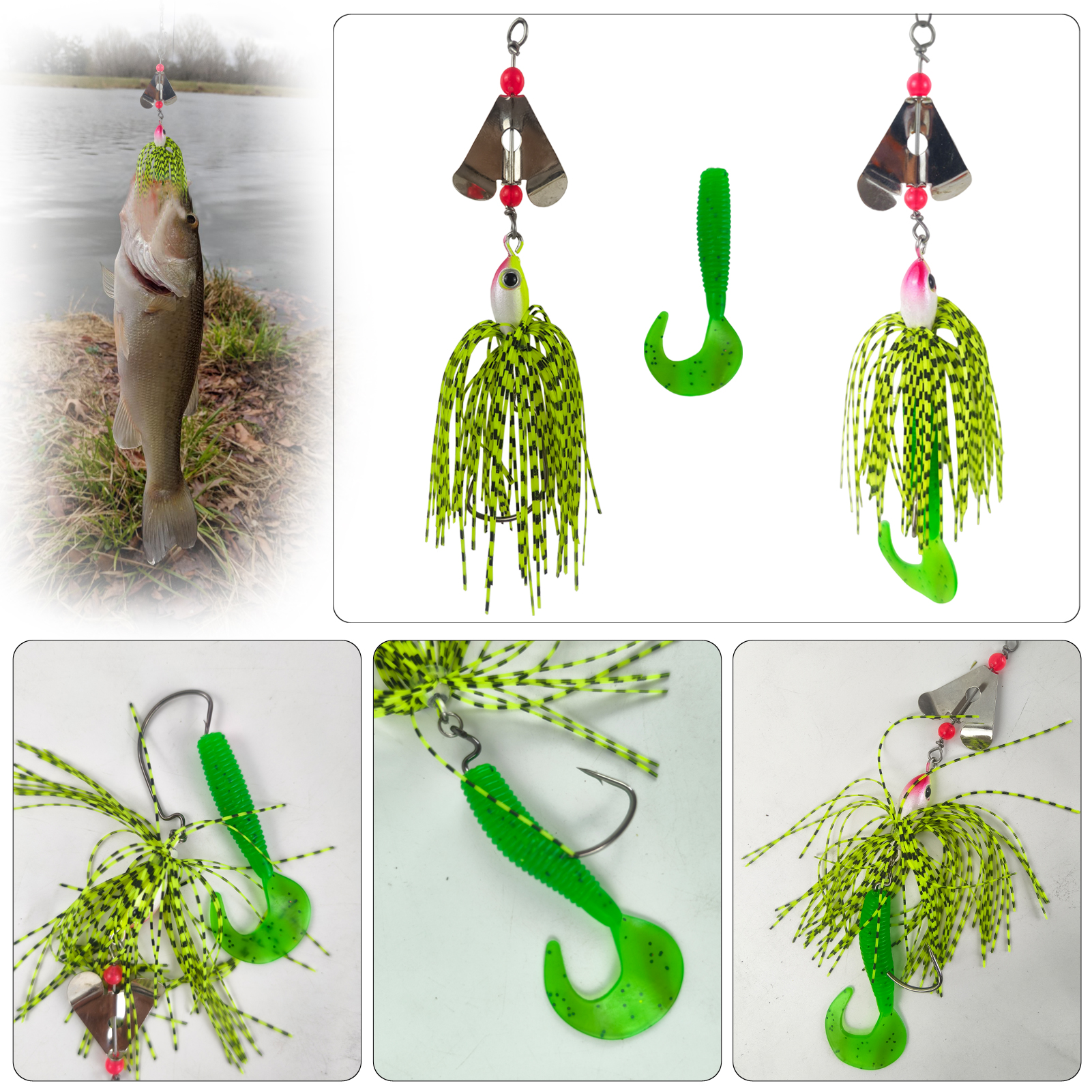 FREE FISHER Fishing Spinner Baits,5pcs/Lot 13cm 19g(5.12in 0.67oz)Metal Blade Buzzbaits,Trout Fishing Spinnerbaits,Chatterbaits Swim Jig Lures