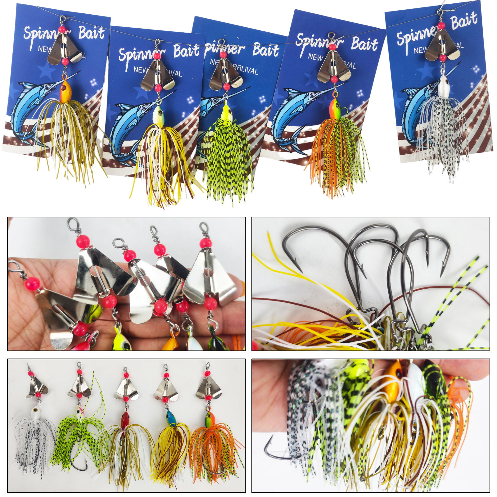 FREE FISHER Fishing Buzzbaits Kit,Metal Bladed Spinner Baits,Fishing Jig Lures with Rubber Skirts,Noise Spinnerbaits for Trout