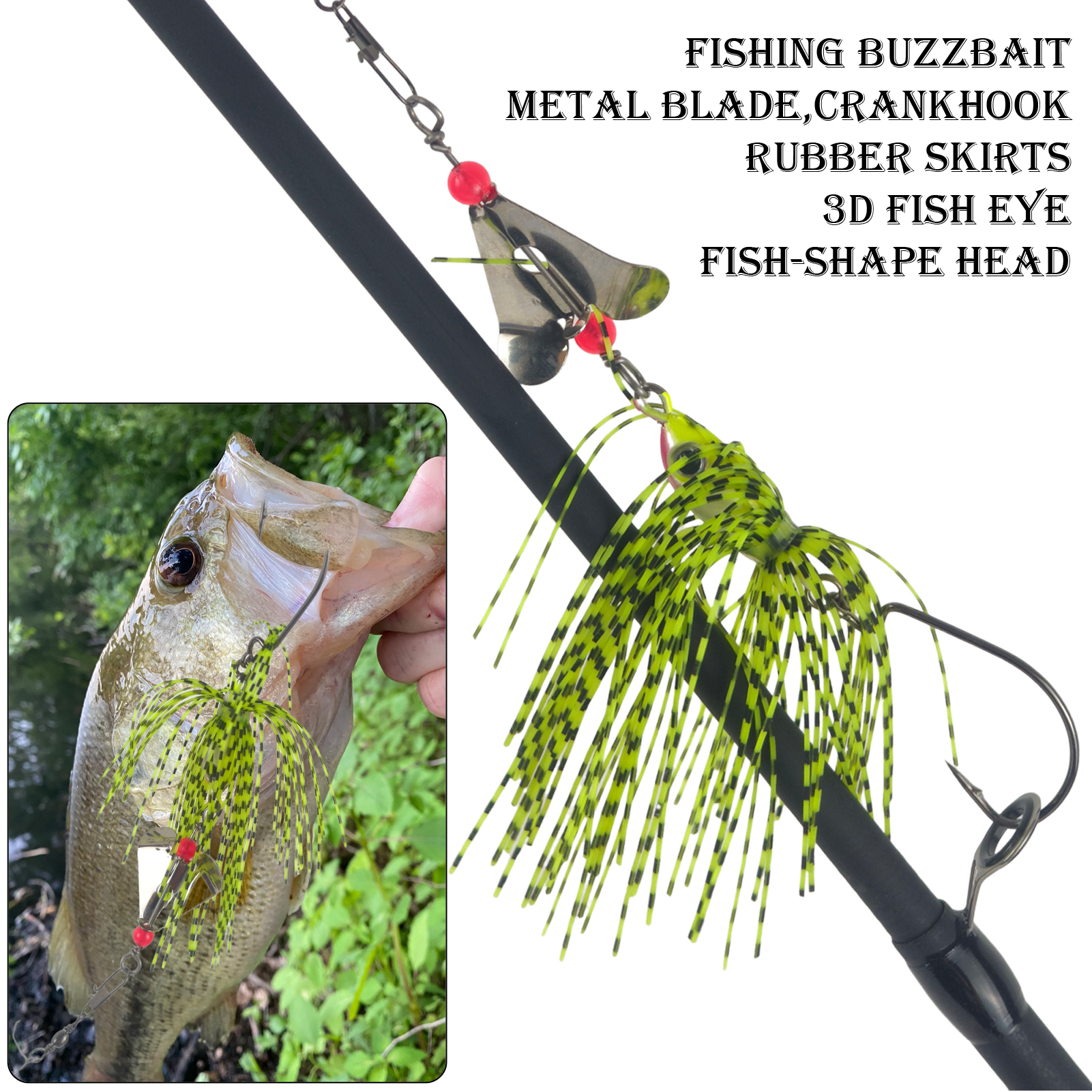 FREE FISHER Fishing Spinner Baits,5pcs/Lot 13cm 19g(5.12in 0.67oz)Metal Blade Buzzbaits,Trout Fishing Spinnerbaits,Chatterbaits Swim Jig Lures