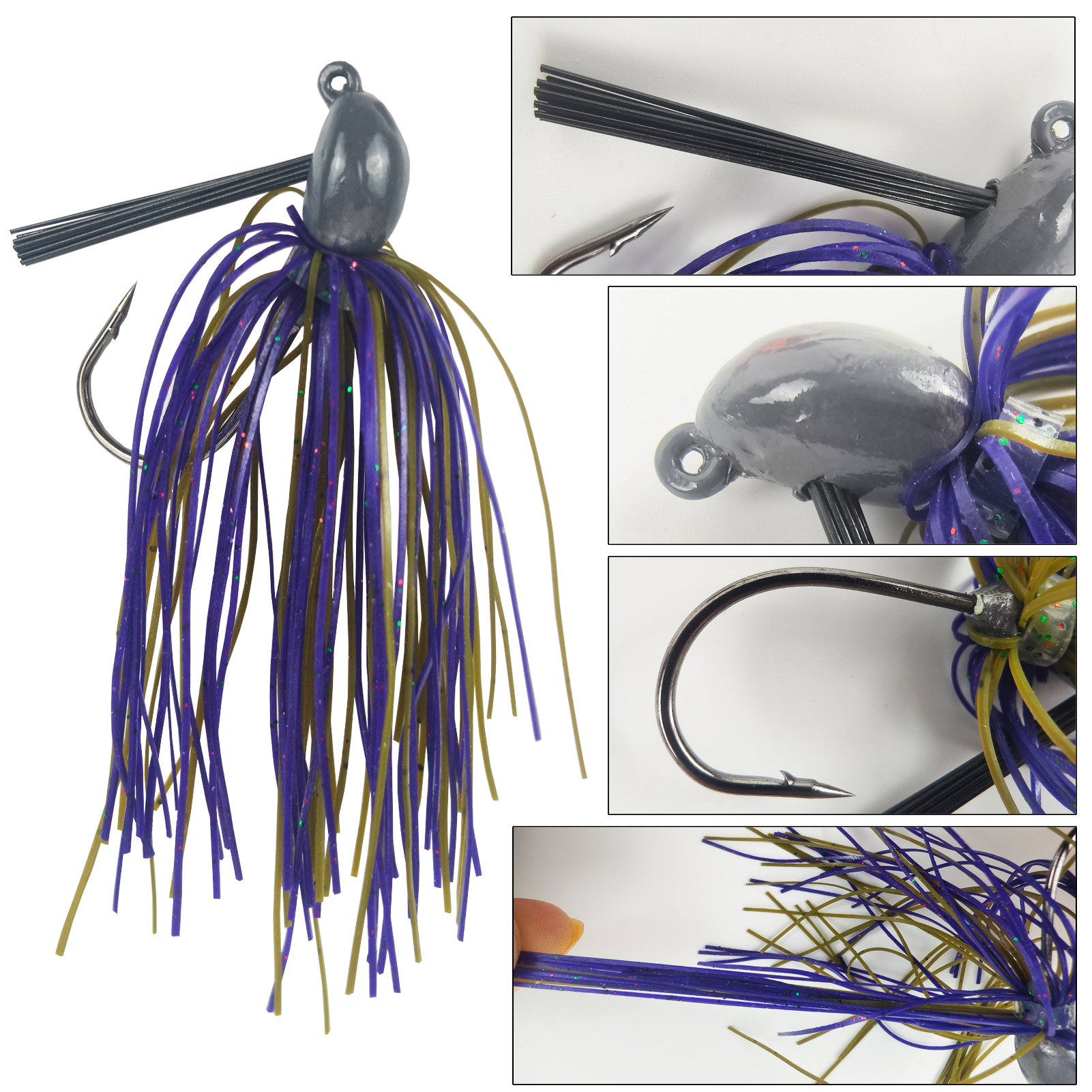 FREE FISHER Bladed Jig Bass Fishing Lure with Weed Guard,4.5cm/12.5g Swim Jigs Rubber Skirts Weedless Bait,Spinnerbaits Buzzbait(Pack of 5)