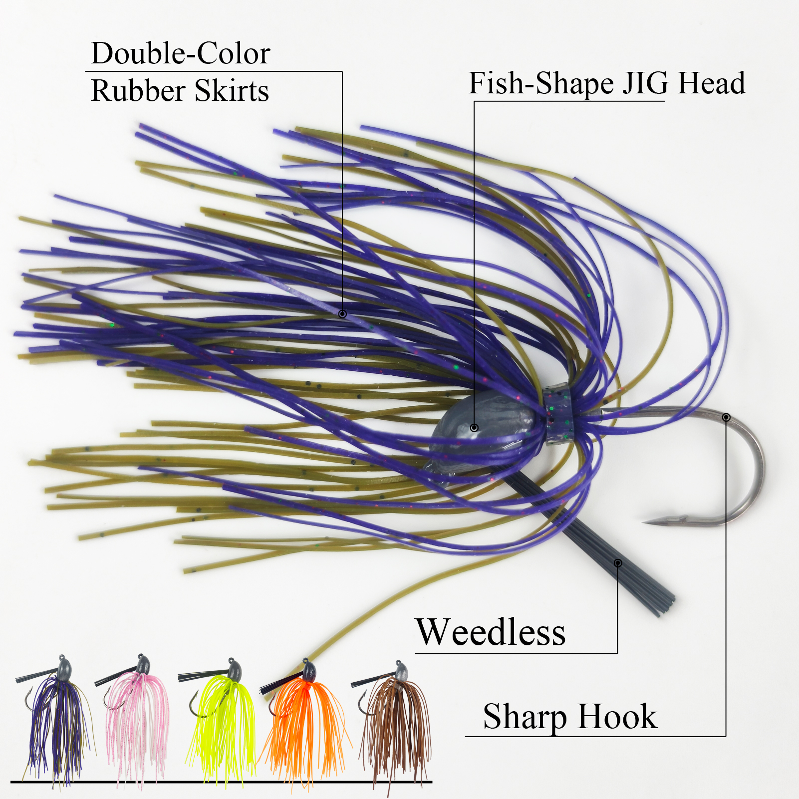 FREE FISHER Bladed Jig Bass Fishing Lure with Weed Guard,4.5cm/12.5g Swim Jigs Rubber Skirts Weedless Bait,Spinnerbaits Buzzbait(Pack of 5)