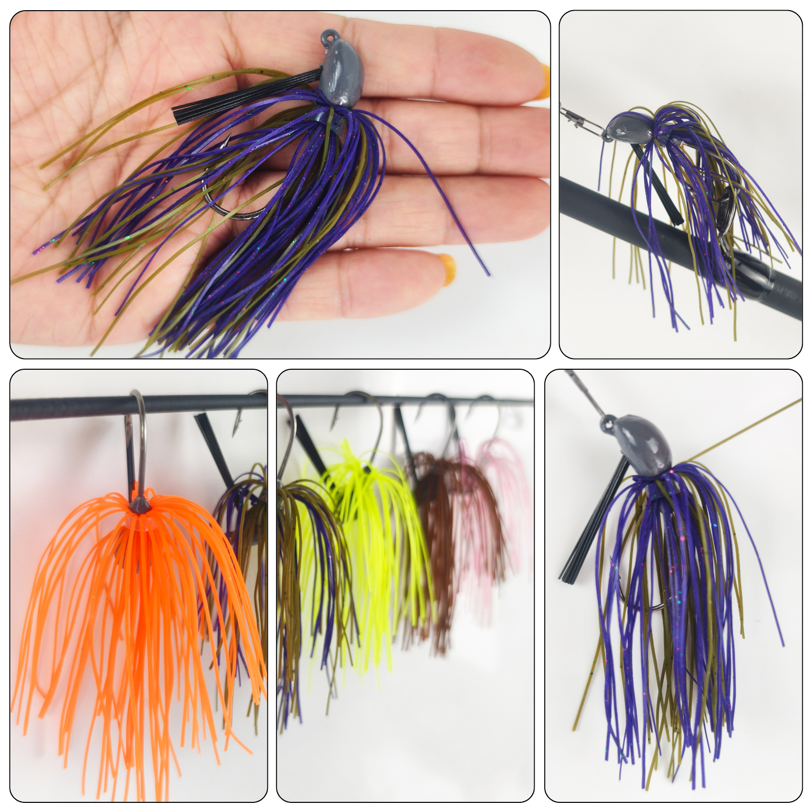 FREE FISHER Bladed Jig Bass Fishing Lure with Weed Guard,4.5cm/12.5g Swim Jigs Rubber Skirts Weedless Bait,Spinnerbaits Buzzbait(Pack of 5)