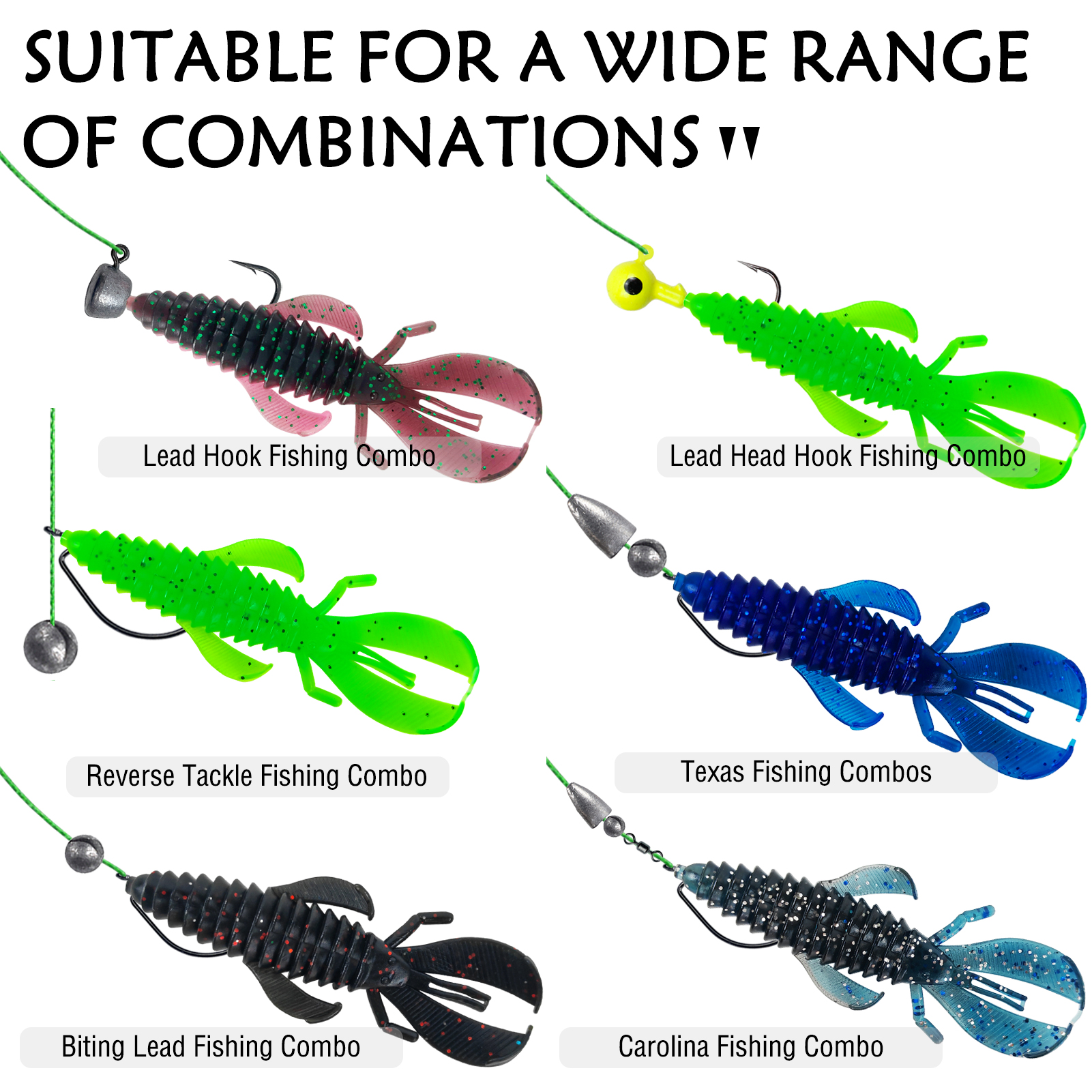 FREE FISHER 56pcs/Lot Blade Jig Bass Fishing Lure with Weed Guard,4.5cm/12.5g Jigs Baits with Soft Bobby Fatty Craw,Grub Shrimps