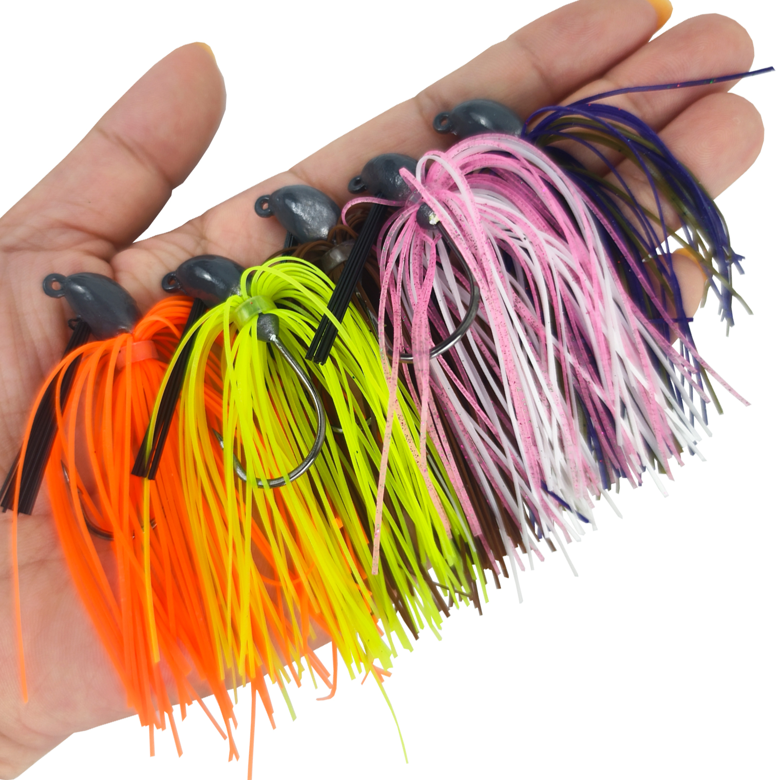 FREE FISHER 56pcs/Lot Blade Jig Bass Fishing Lure with Weed Guard,4.5cm/12.5g Jigs Baits with Soft Bobby Fatty Craw,Grub Shrimps
