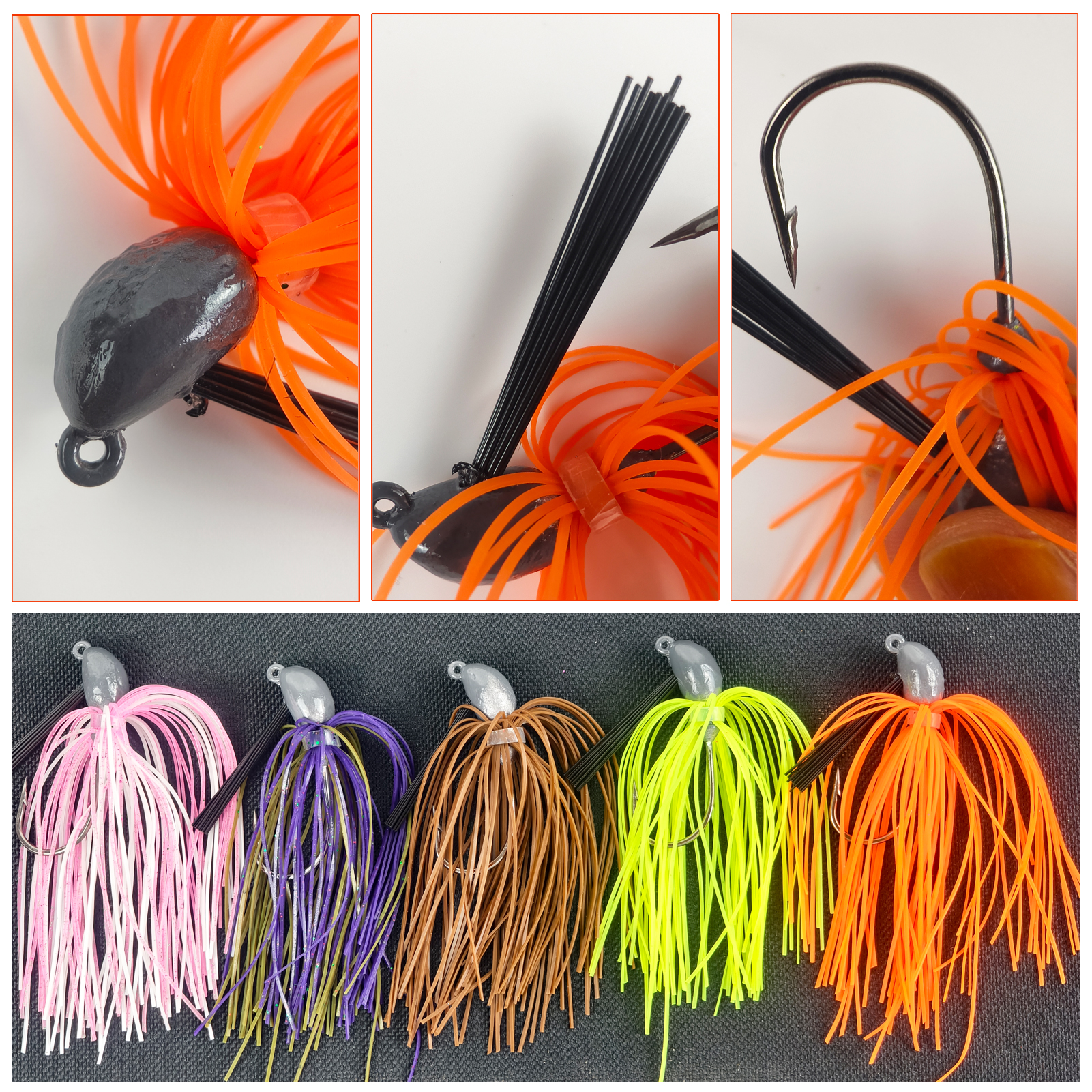 FREE FISHER 56pcs/Lot Blade Jig Bass Fishing Lure with Weed Guard,4.5cm/12.5g Jigs Baits with Soft Bobby Fatty Craw,Grub Shrimps