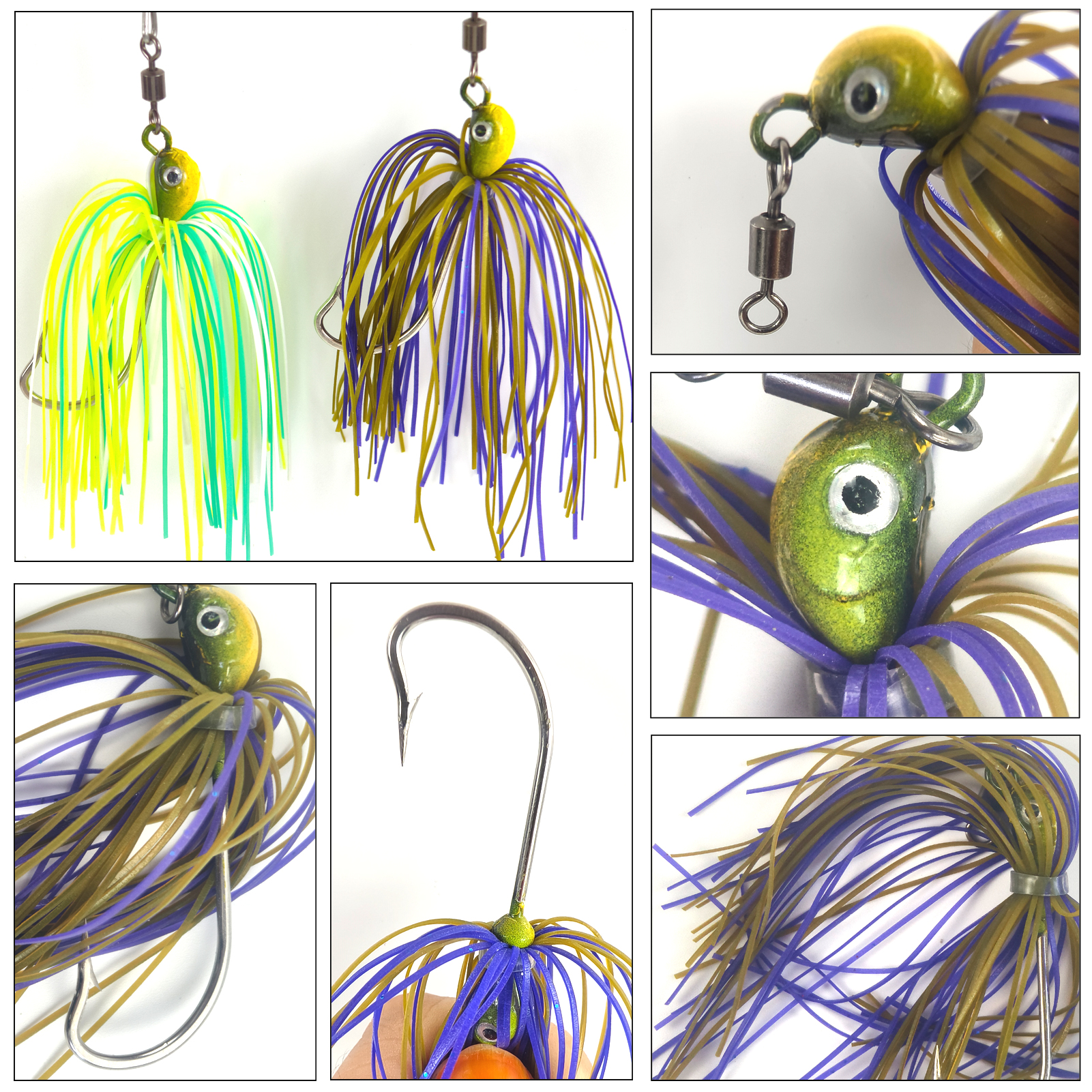 FREE FISHER Fishing Spinnerbaits with Replaceable Metal Blade,5.7CM 10.5G Rubber Skirts Jig Hooks,Chatterbait Buzzbaits for Bass