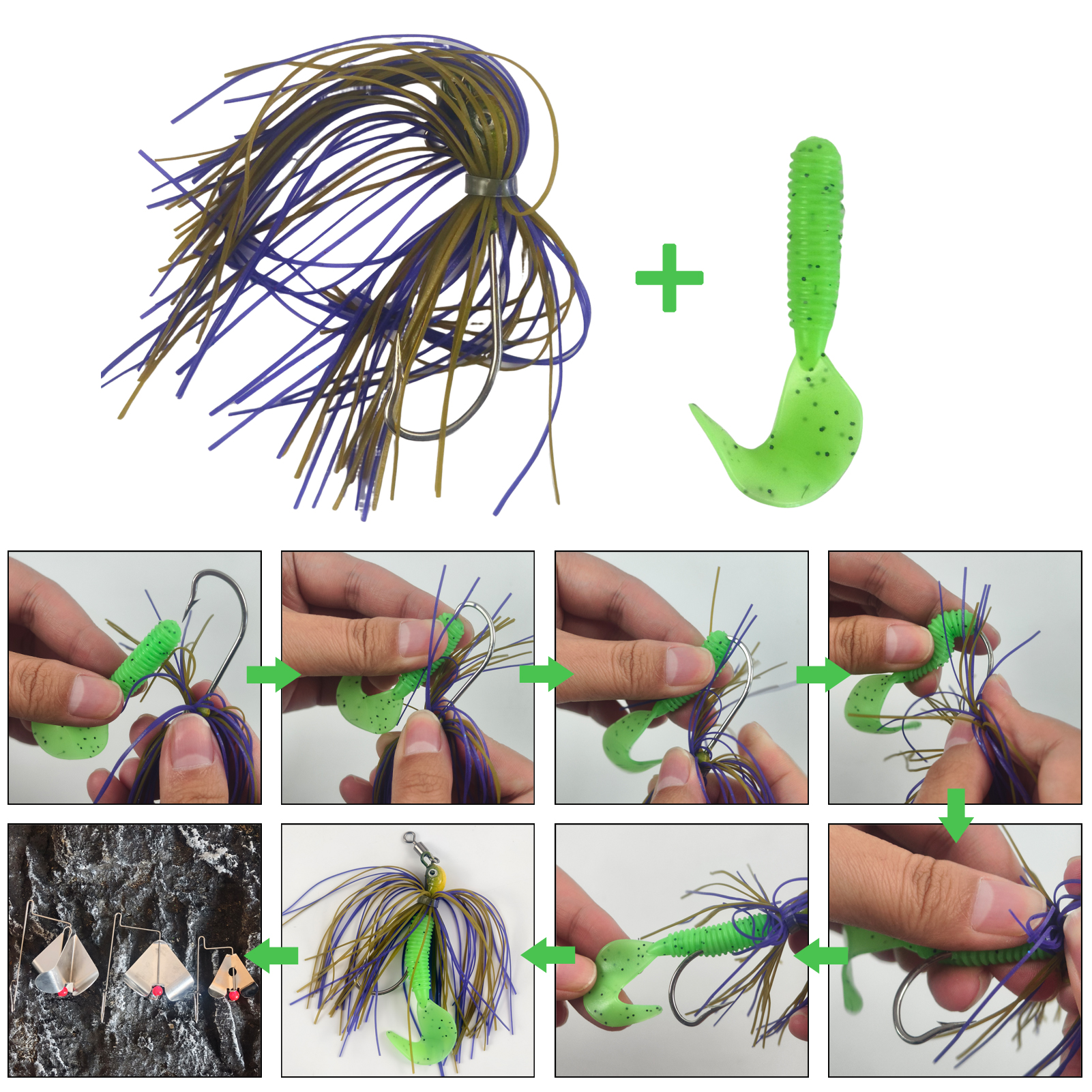 FREE FISHER Fishing Spinnerbaits with Replaceable Metal Blade,5.7CM 10.5G Rubber Skirts Jig Hooks,Chatterbait Buzzbaits for Bass